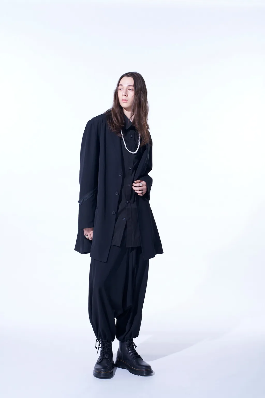 Pe/Gabardine Zipper-Taped Long Jacket