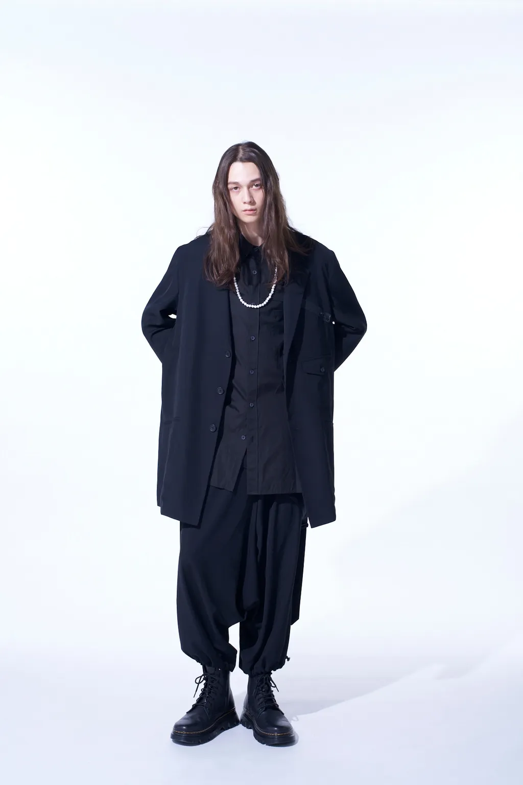 Pe/Gabardine Zipper-Taped Long Jacket