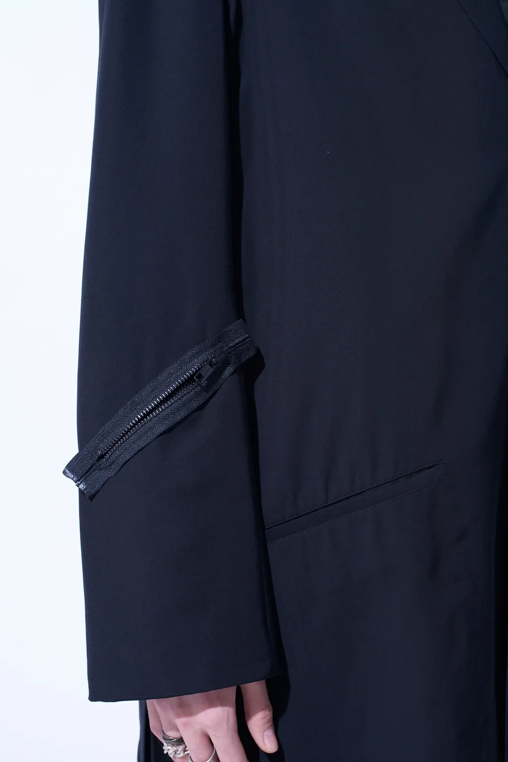 Pe/Gabardine Zipper-Taped Long Jacket