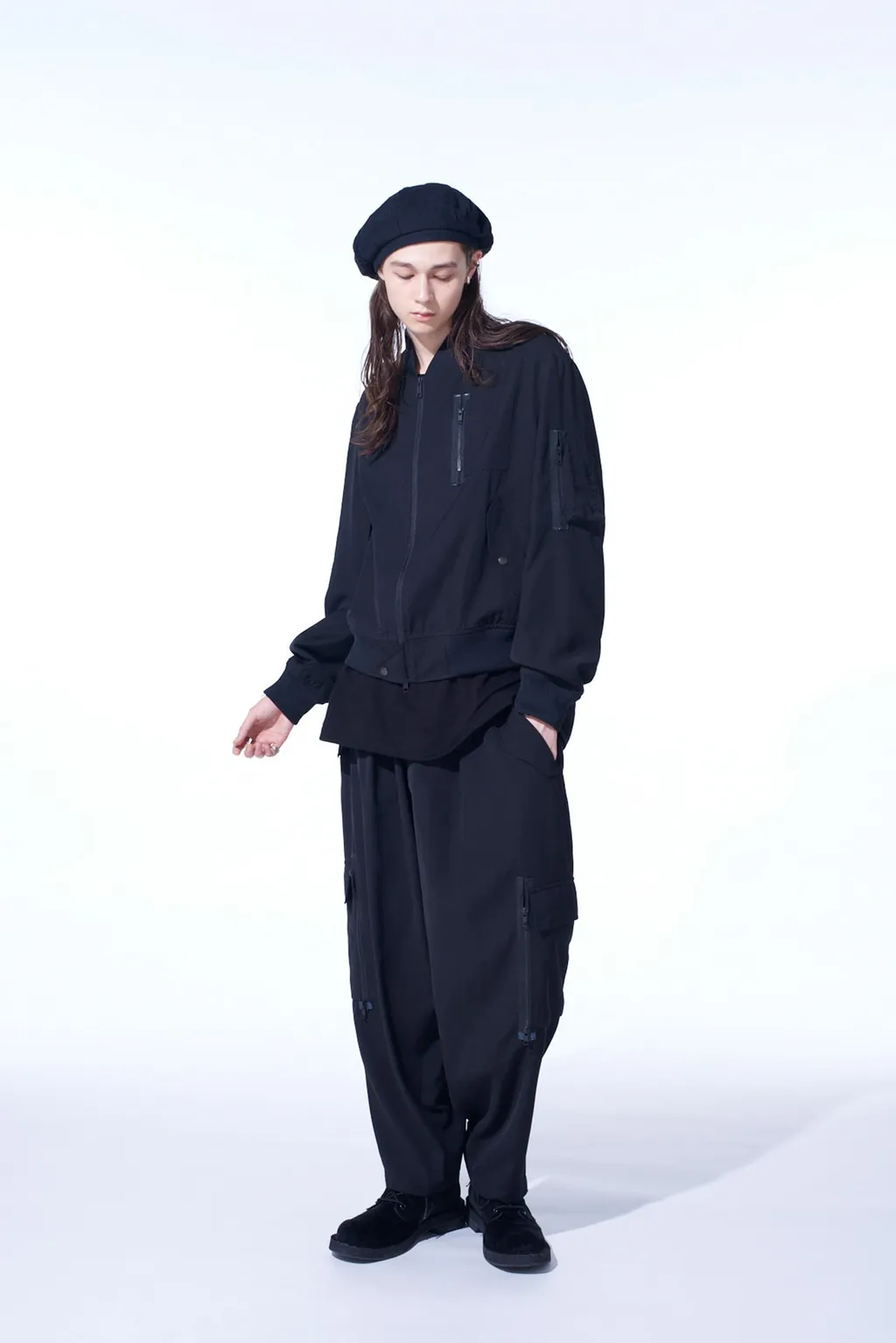 Pe/Gabardine Zipper-Taped Bomber Jacket