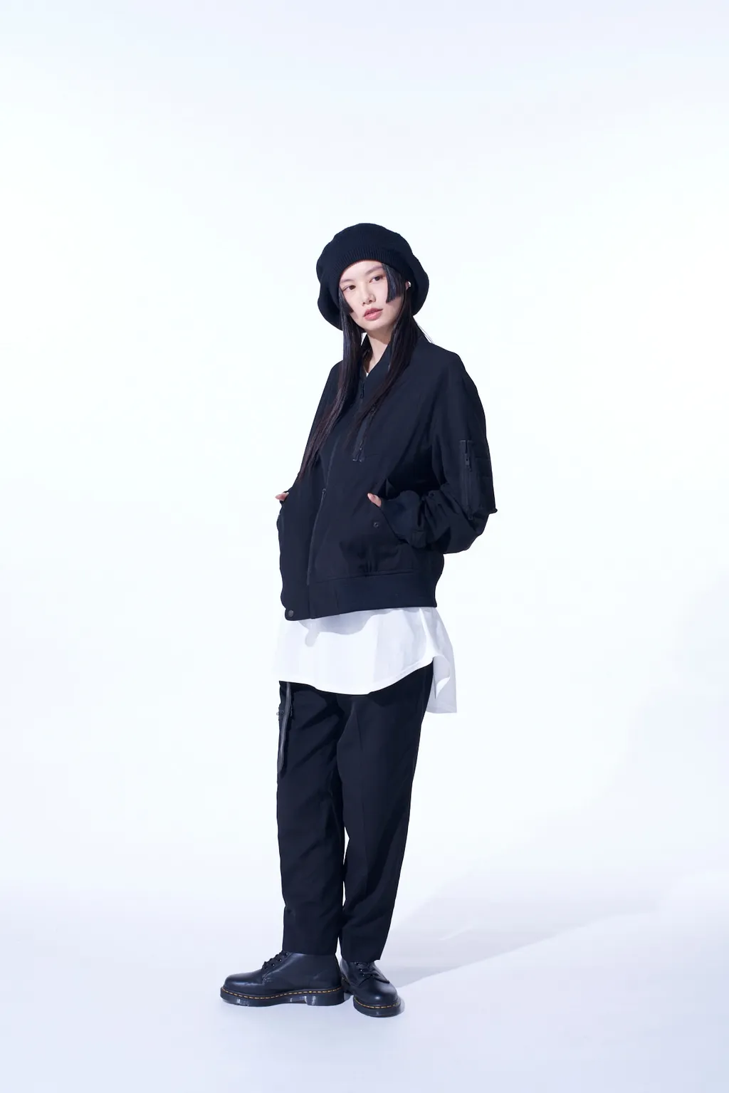 Pe/Gabardine Zipper-Taped Bomber Jacket