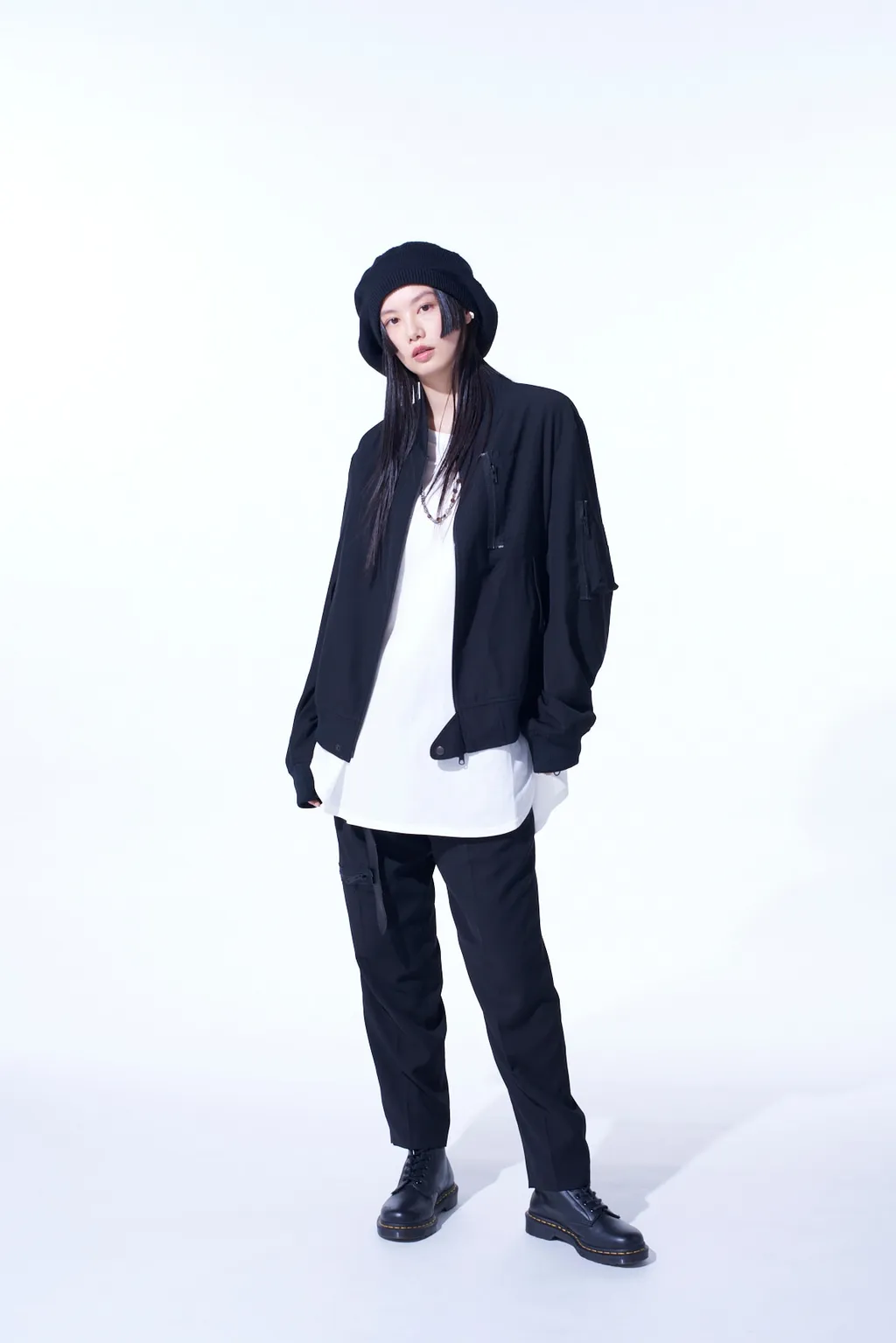 Pe/Gabardine Zipper-Taped Slim Pants