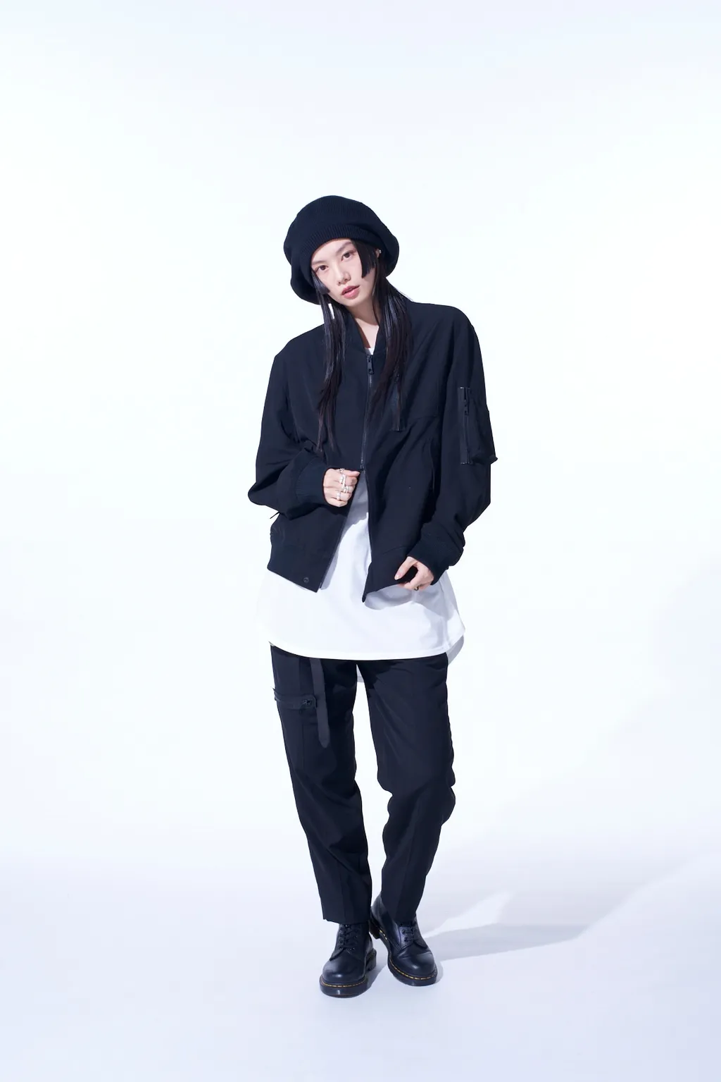 Pe/Gabardine Zipper-Taped Slim Pants