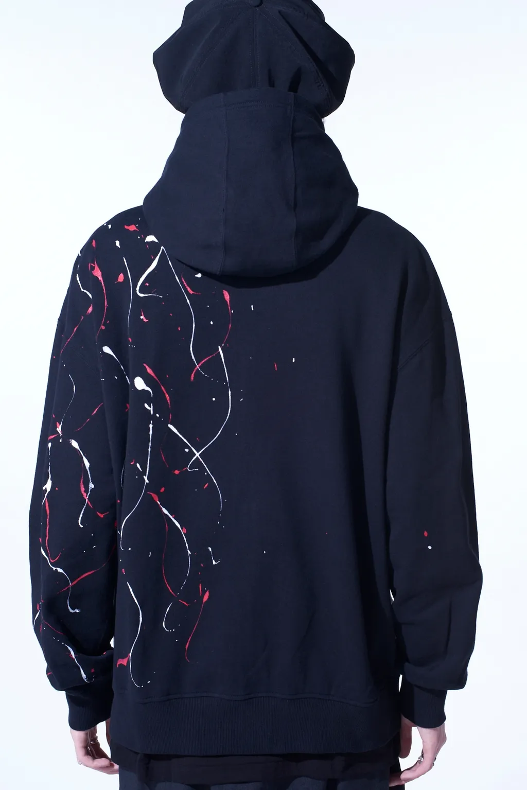 French Terry Splash Painted Zip-Up Hoodie Red