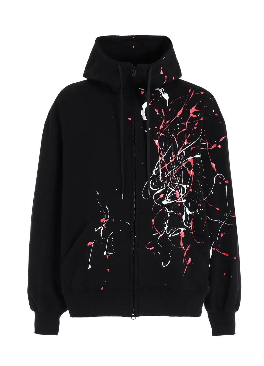 French Terry Splash Painted Zip-Up Hoodie Red