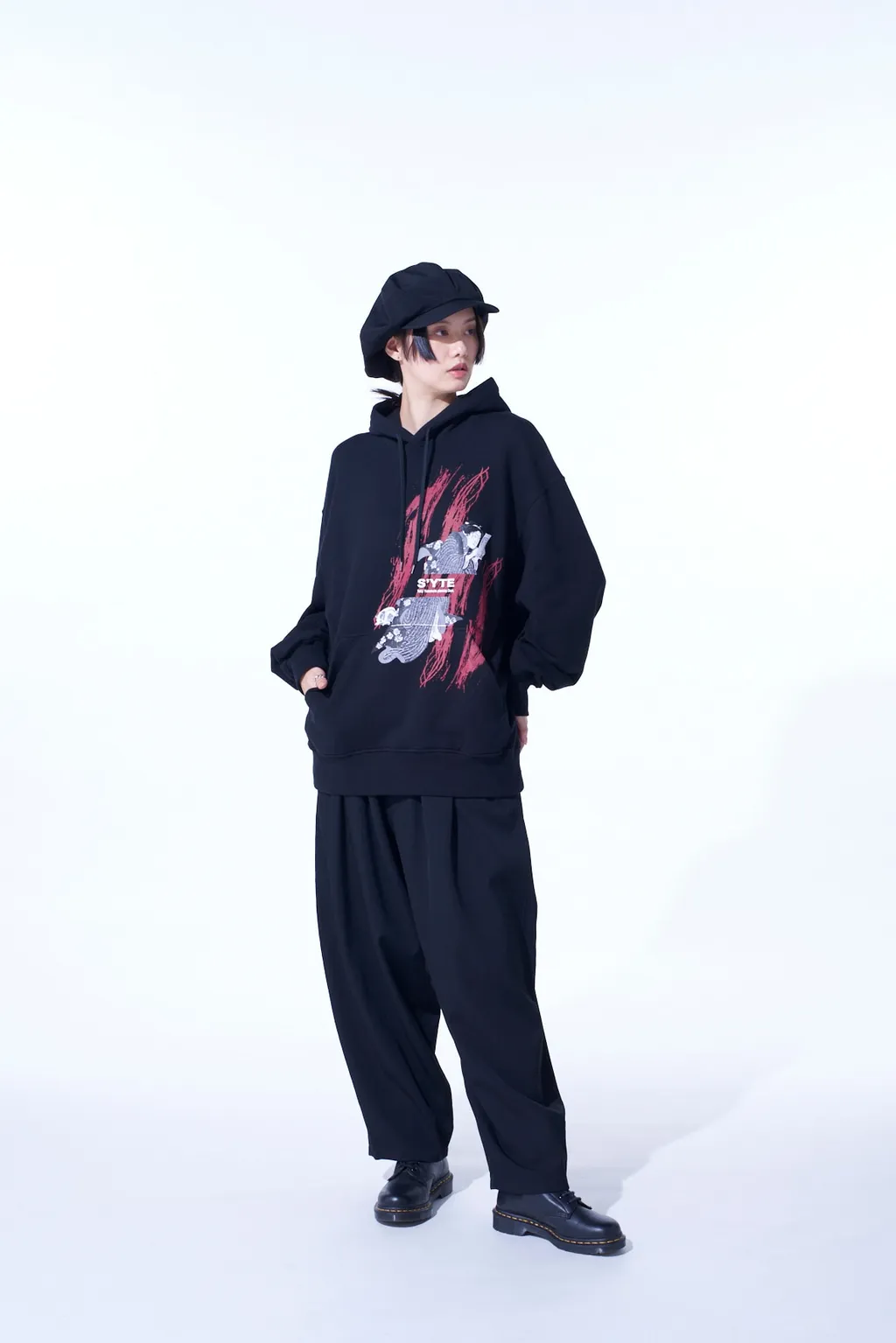 Ukiyo-E Graphic Hoodie Cat And Woman