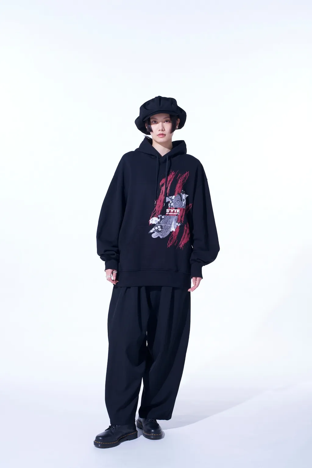 Ukiyo-E Graphic Hoodie Cat And Woman