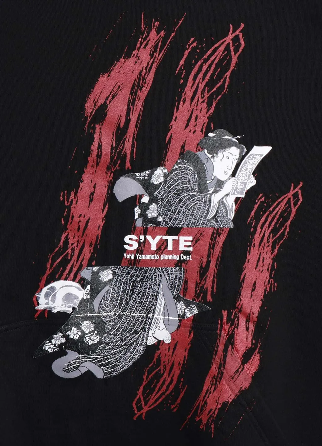 Ukiyo-E Graphic Hoodie Cat And Woman
