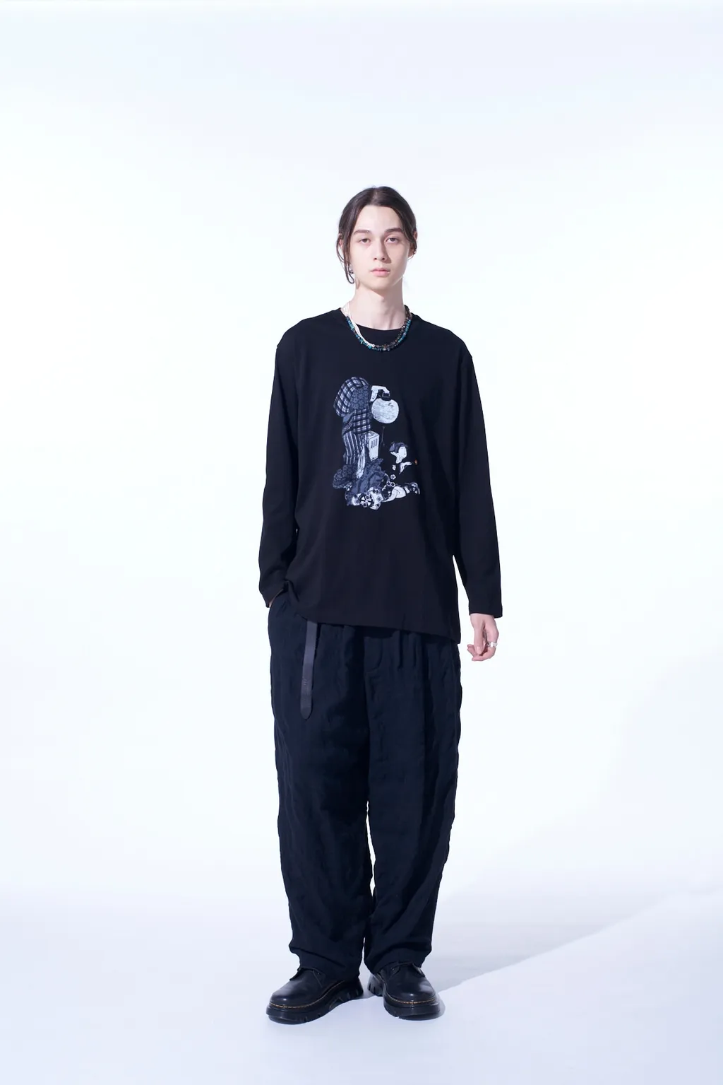 Ukiyo-E Graphic Long-Sleeved T-Shirt Flowers And Lanterns
