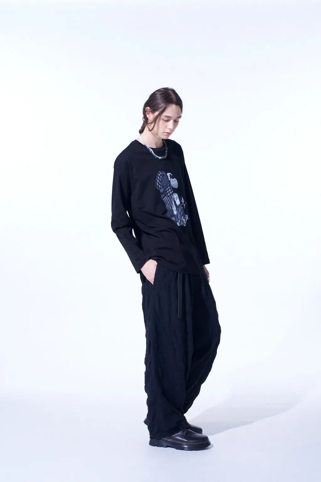 Ukiyo-E Graphic Long-Sleeved T-Shirt Flowers And Lanterns