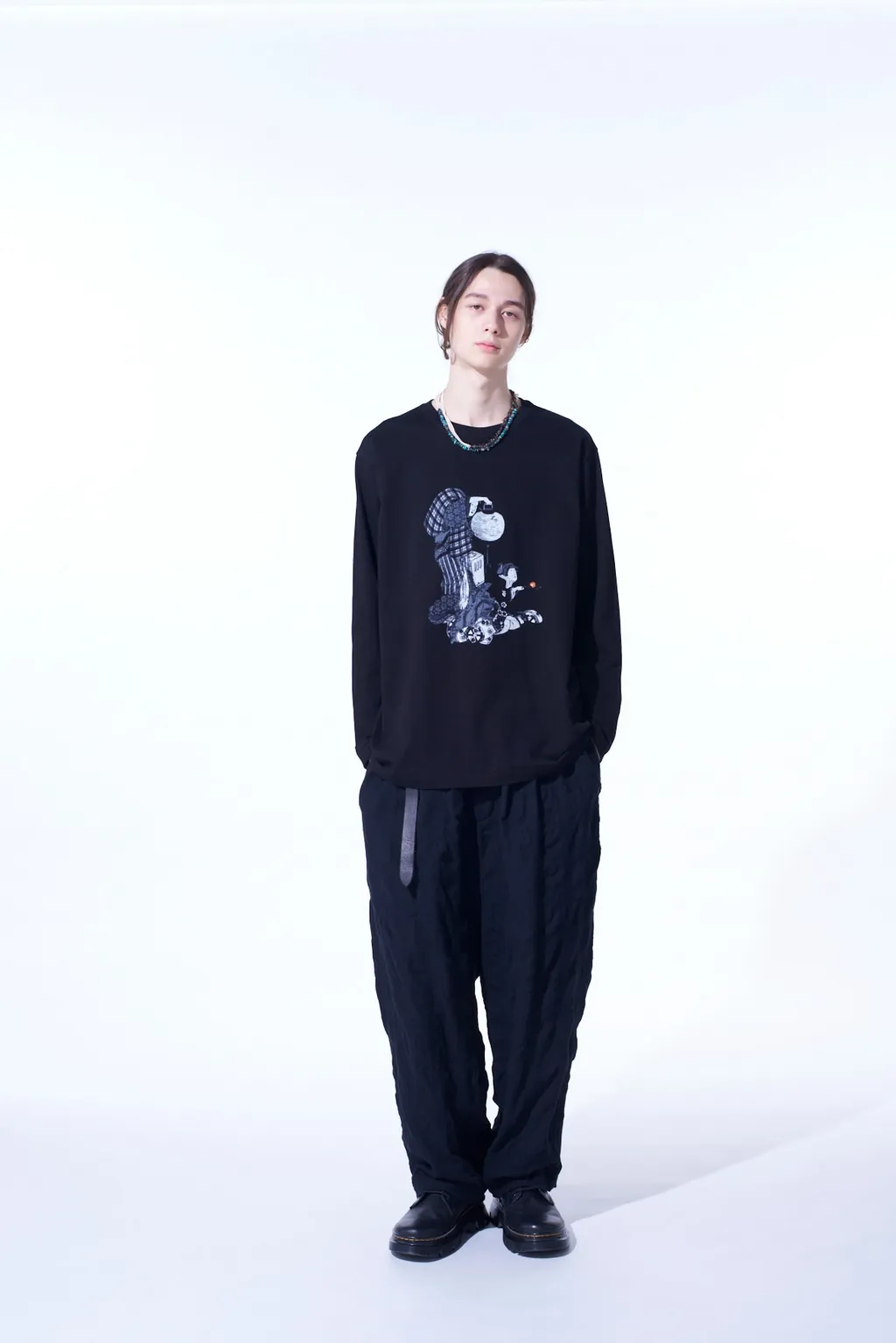 Ukiyo-E Graphic Long-Sleeved T-Shirt Flowers And Lanterns