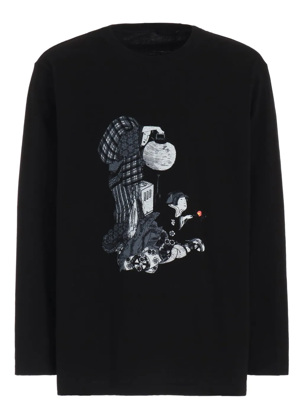 Ukiyo-E Graphic Long-Sleeved T-Shirt Flowers And Lanterns