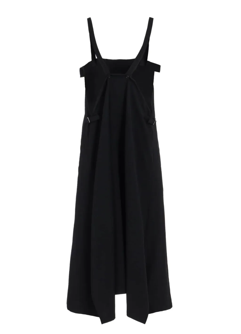 Washer Wool Gabardine Pleated Shoulder Strap Dress