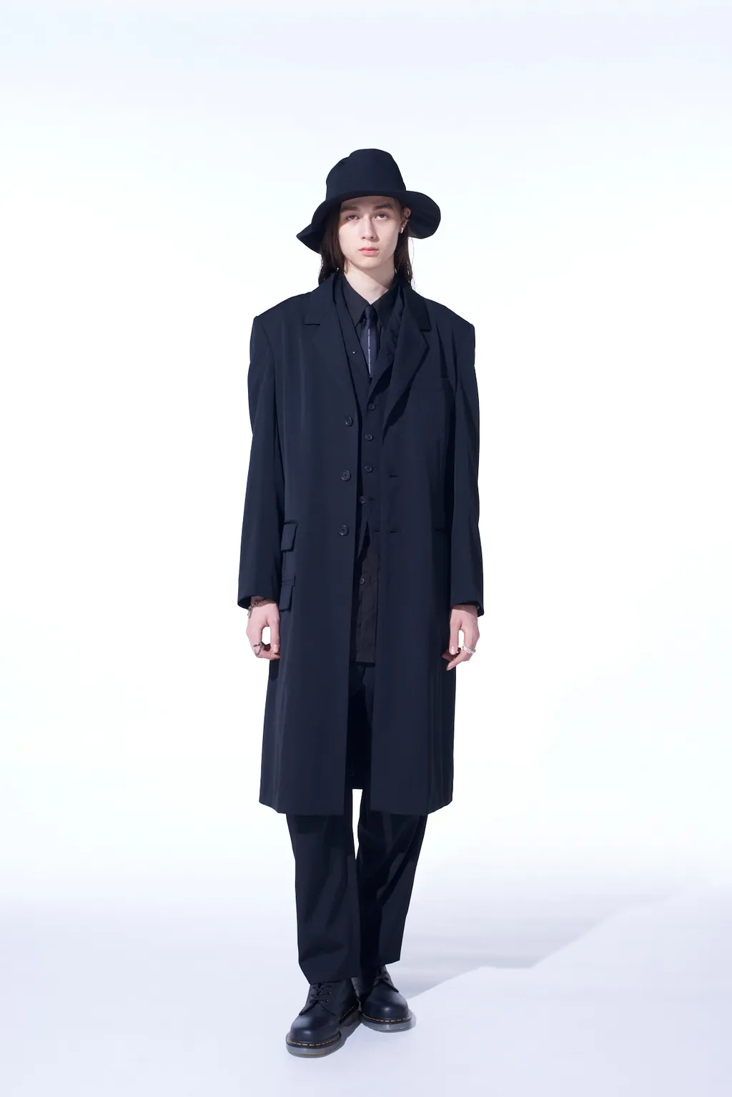 Washer Wool Gabardine Slim Long Jacket