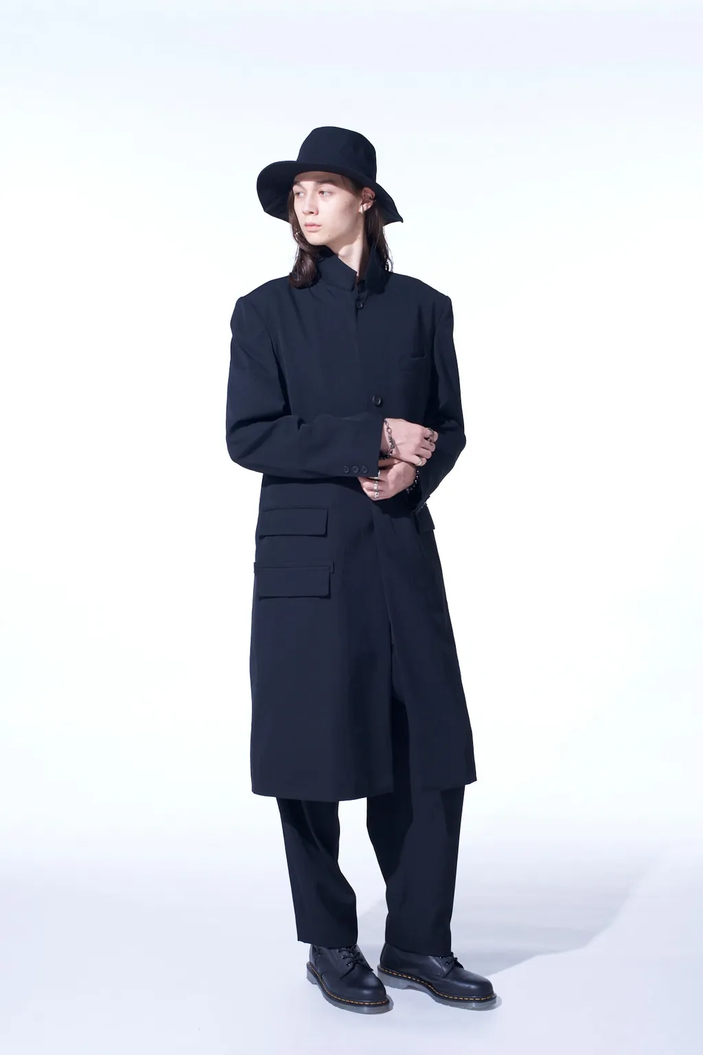 Washer Wool Gabardine Slim Long Jacket
