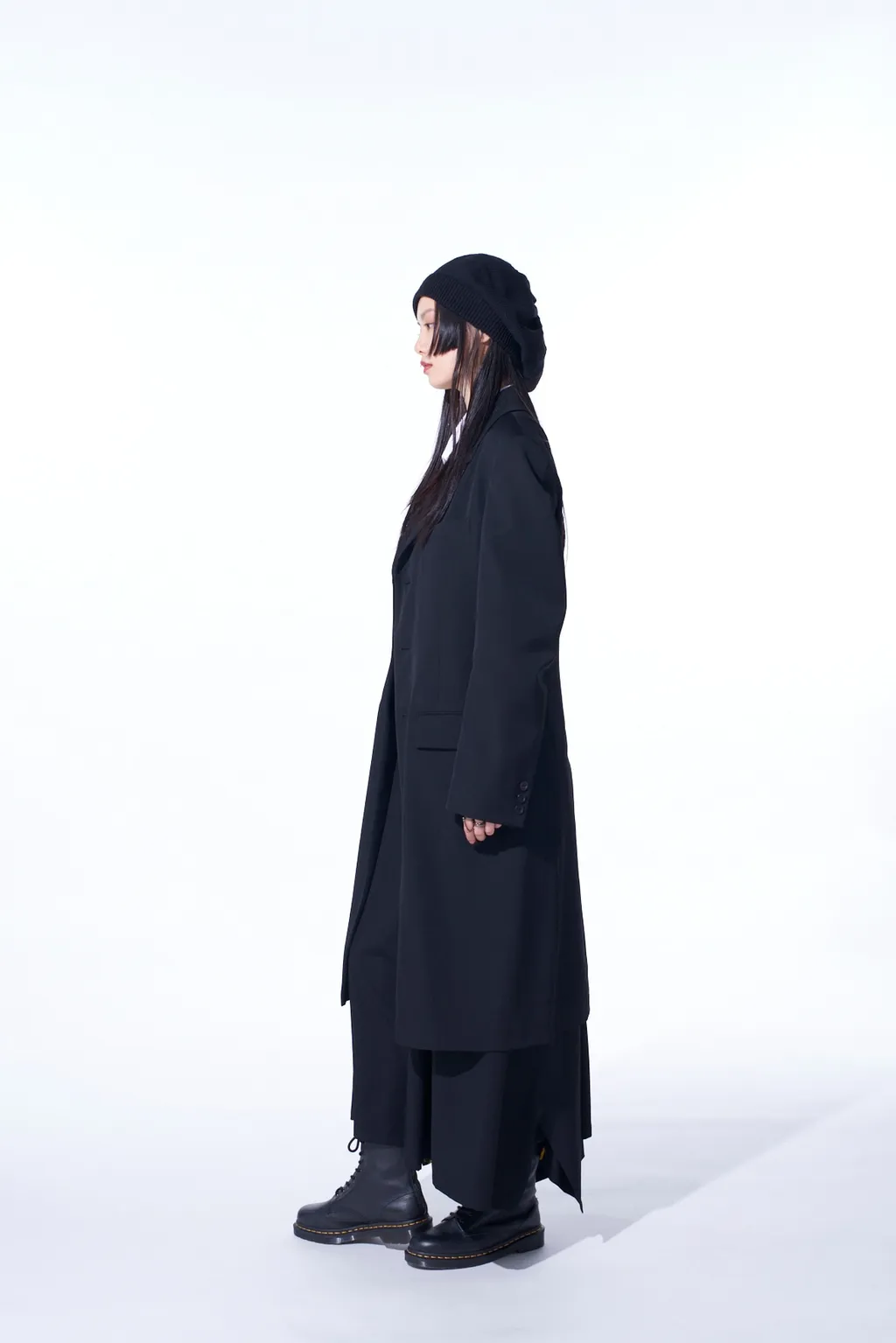 Washer Wool Gabardine Slim Long Jacket