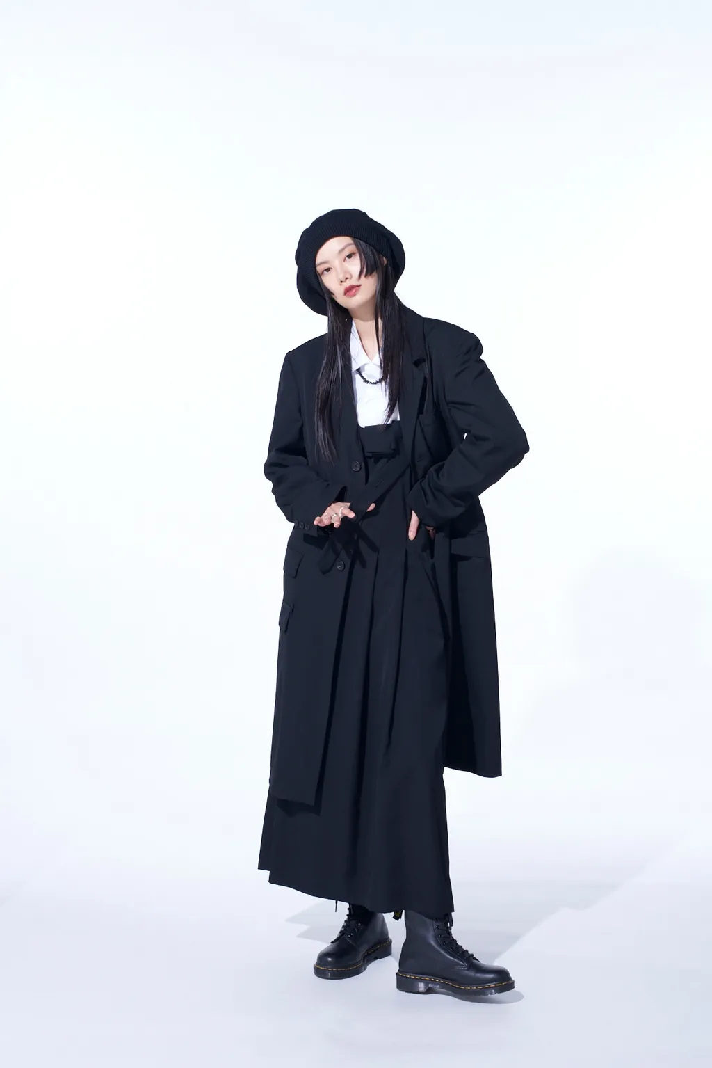 Washer Wool Gabardine Slim Long Jacket