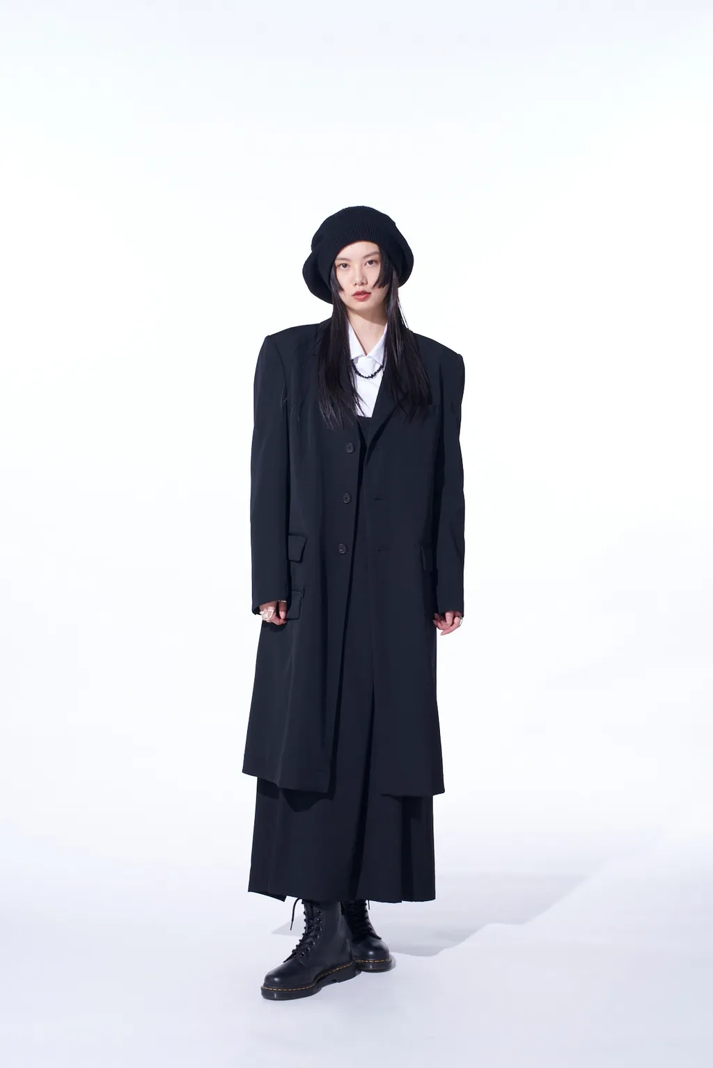 Washer Wool Gabardine Slim Long Jacket
