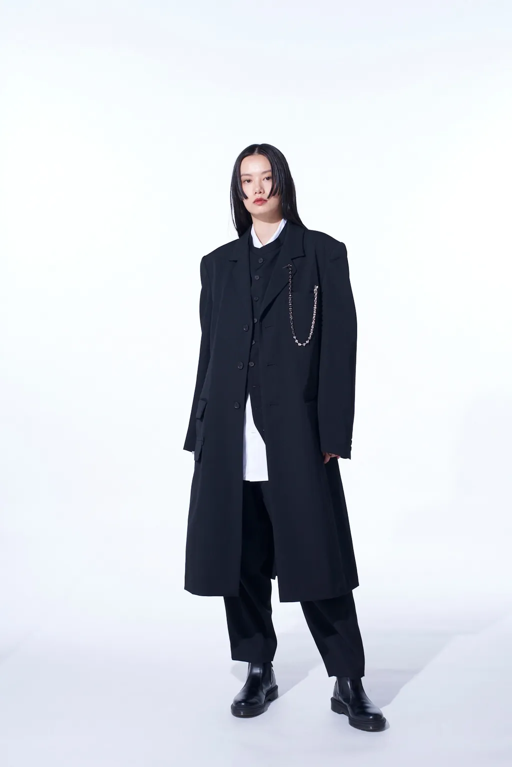 Washer Wool Gabardine Slim Long Jacket