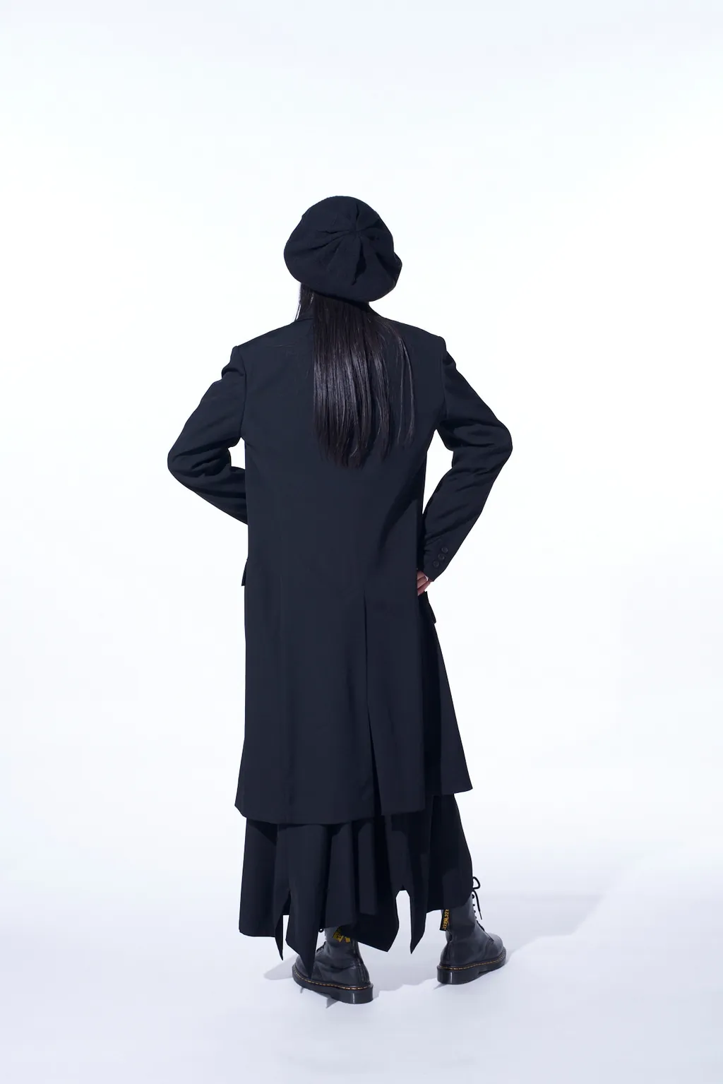 Washer Wool Gabardine Slim Long Jacket