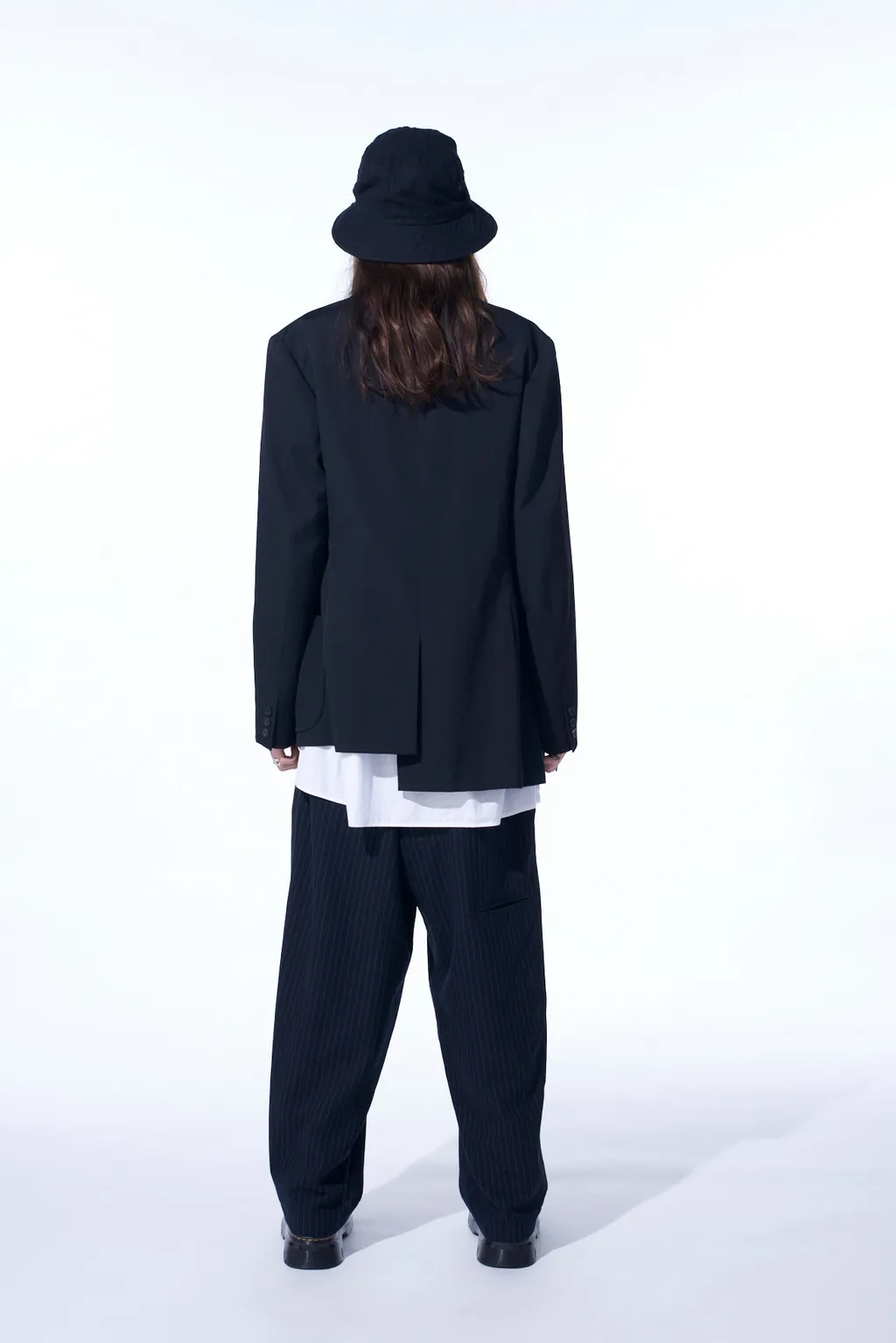 Chambray Viyella Striped Wide Trousers With Side Tape