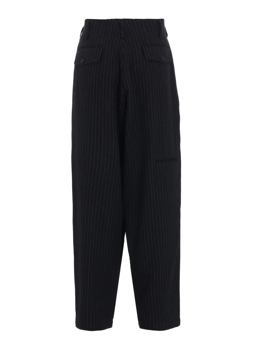 Chambray Viyella Striped Wide Trousers With Side Tape