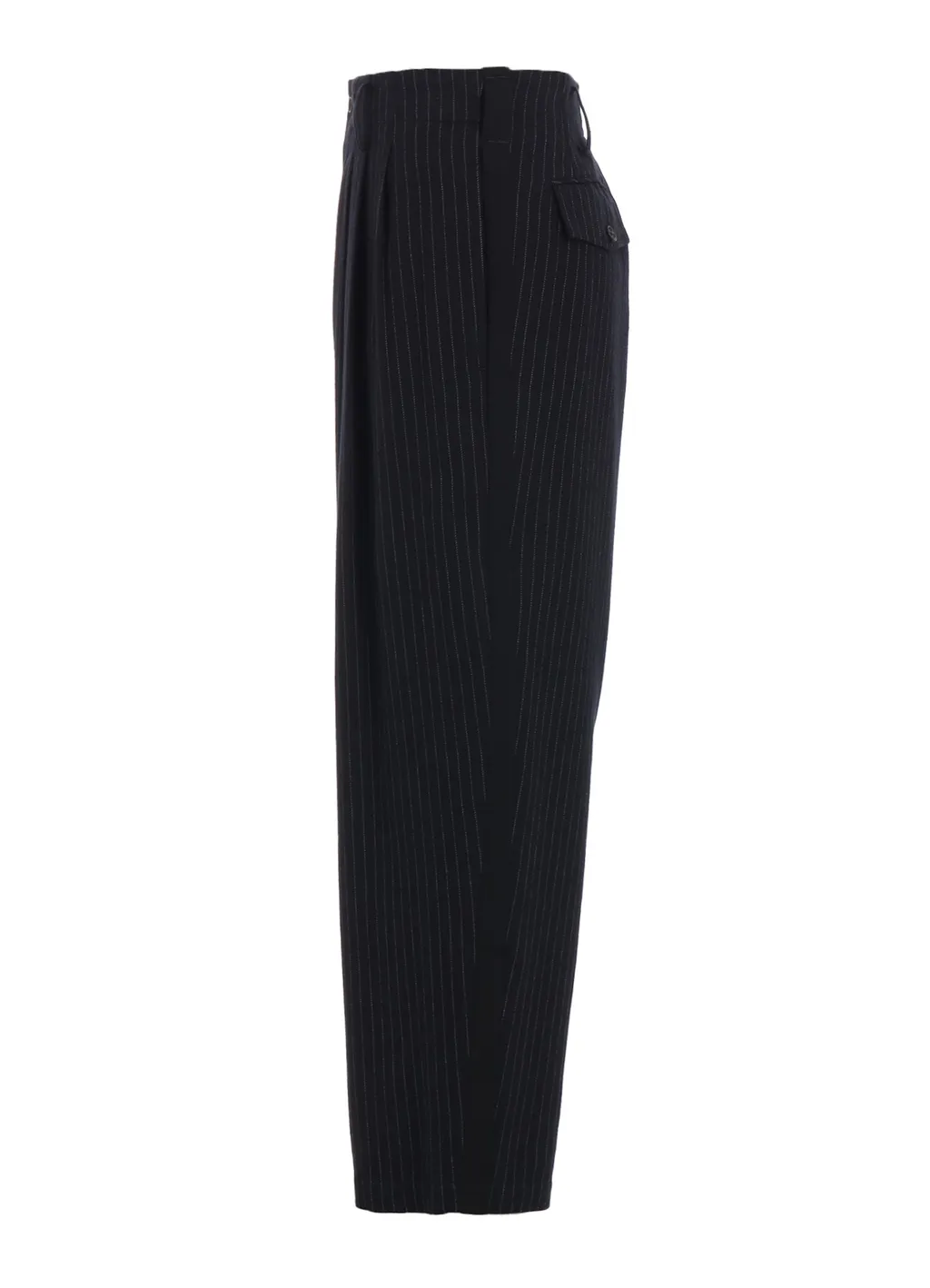 Chambray Viyella Striped Wide Trousers With Side Tape