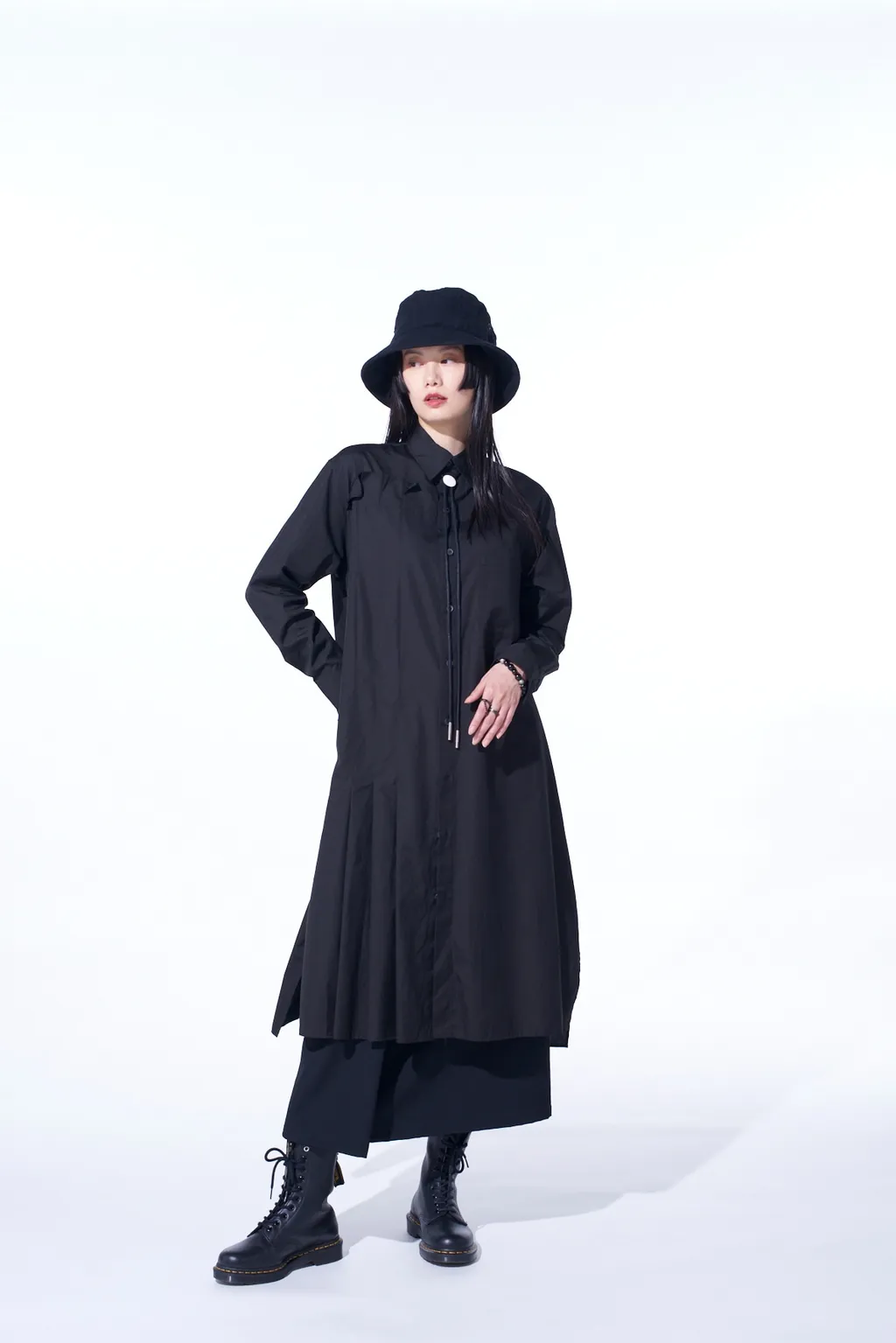 Cotton Broad Pleated Shirt Dress