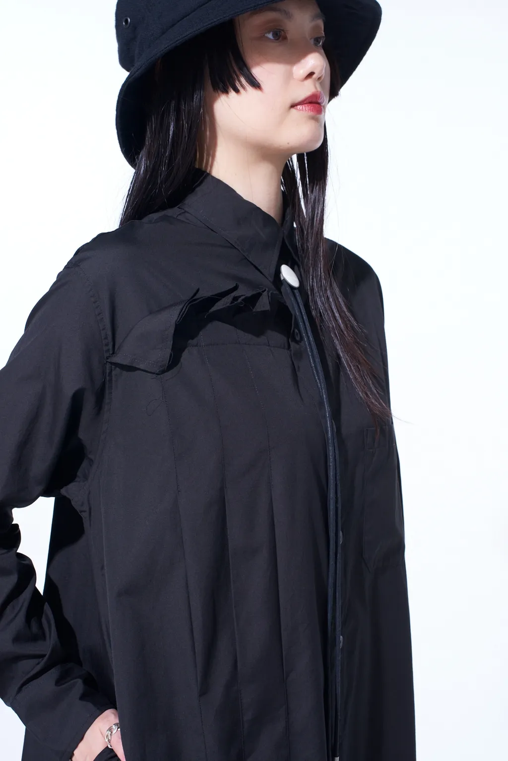 Cotton Broad Pleated Shirt Dress