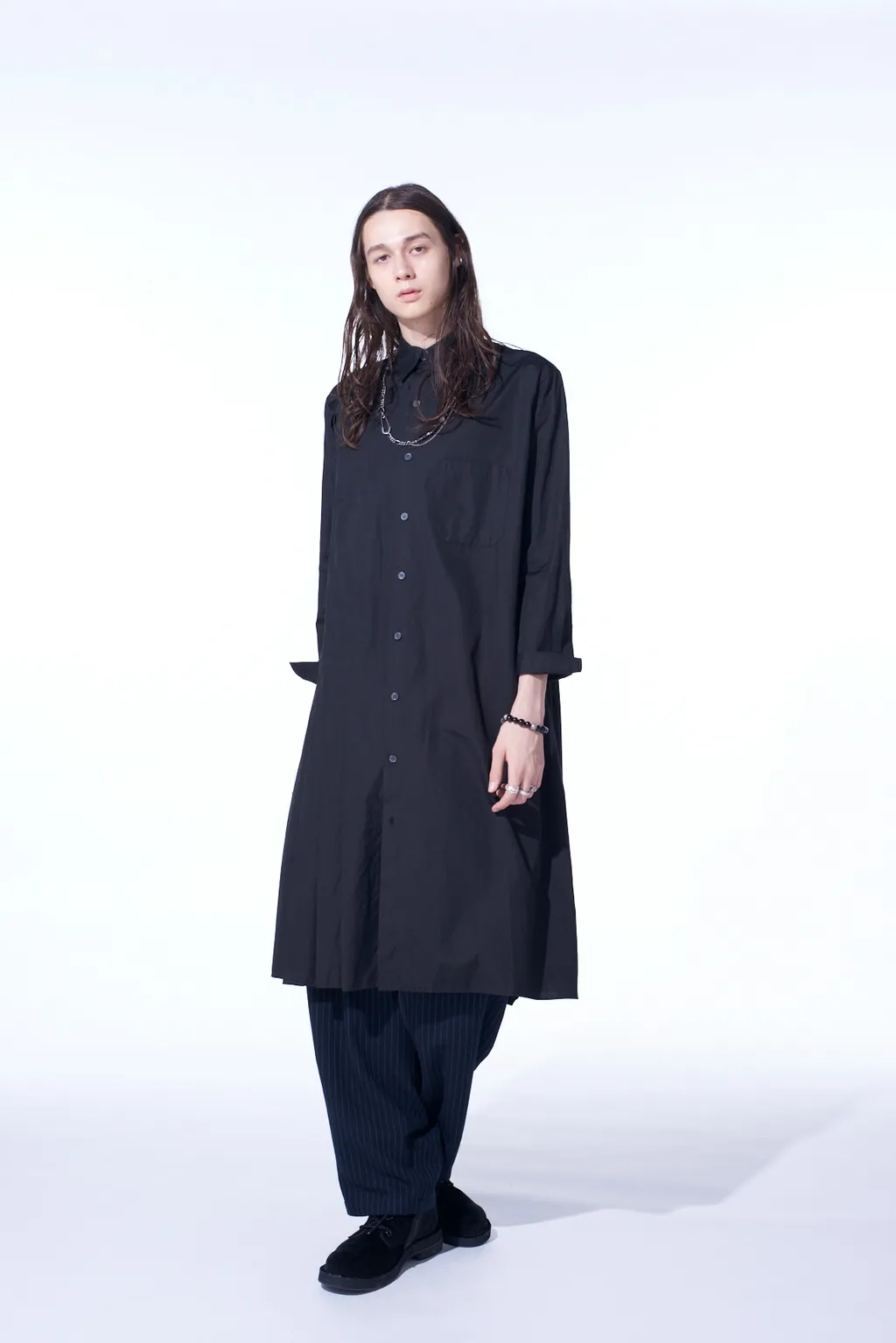 Cotton Broad Pleated Shirt Dress
