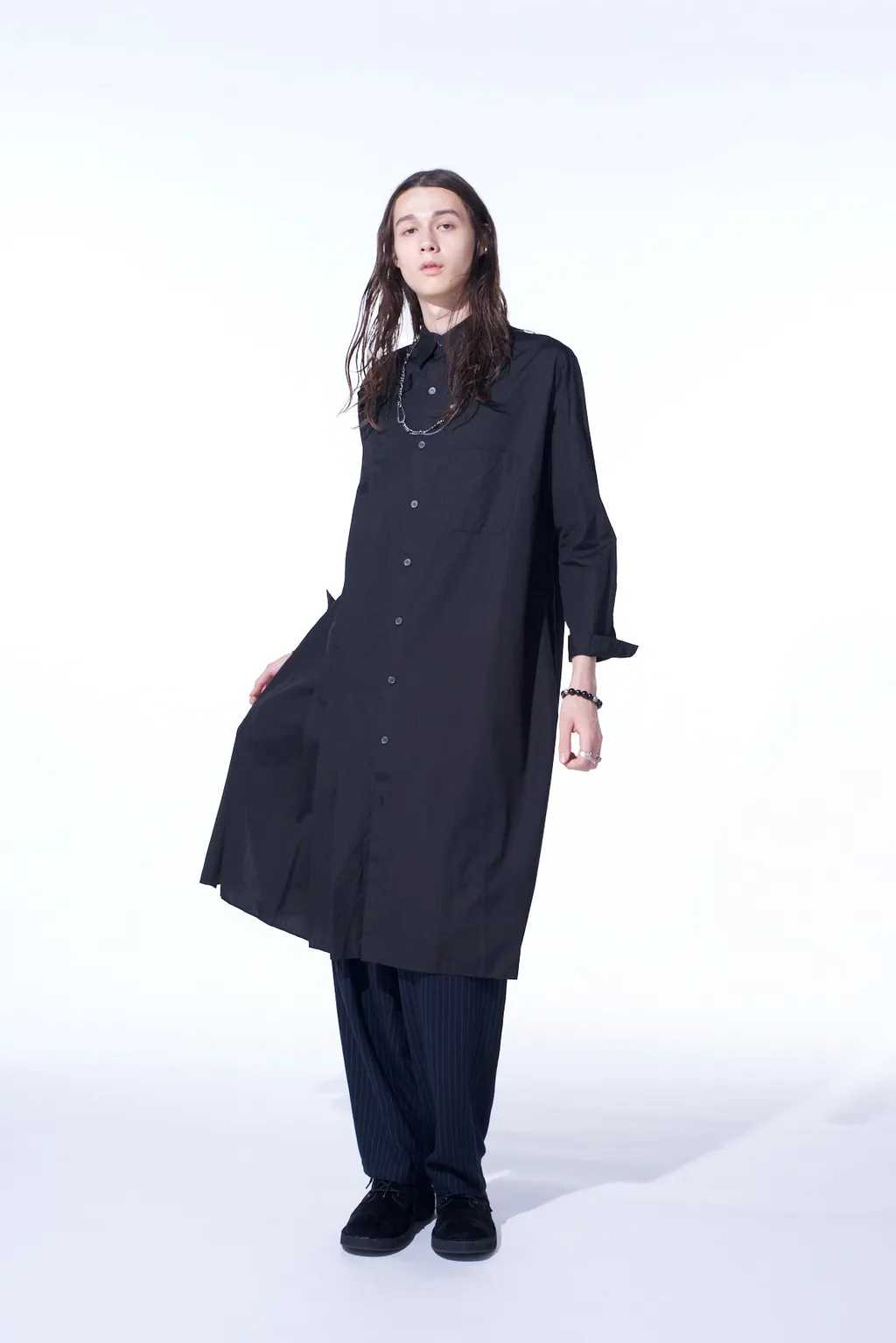 Cotton Broad Pleated Shirt Dress