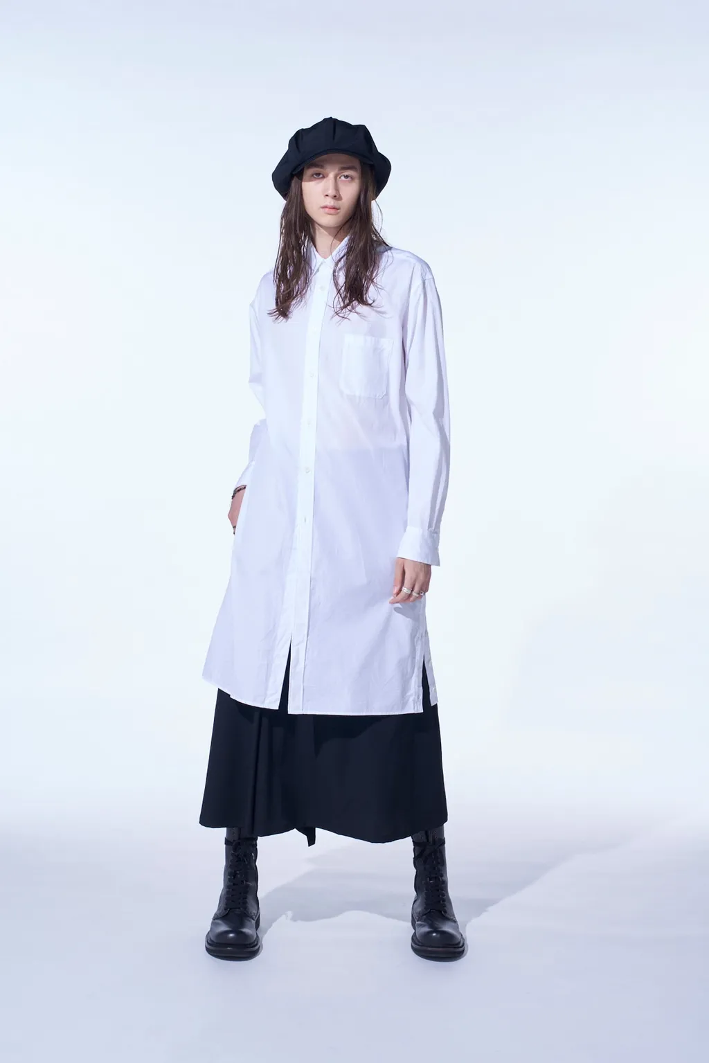 Cotton Broad Button Slits Long Shirt