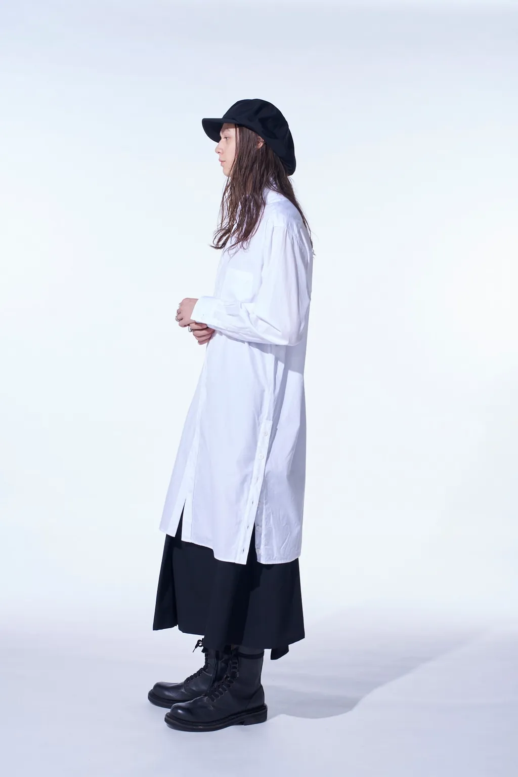 Cotton Broad Button Slits Long Shirt