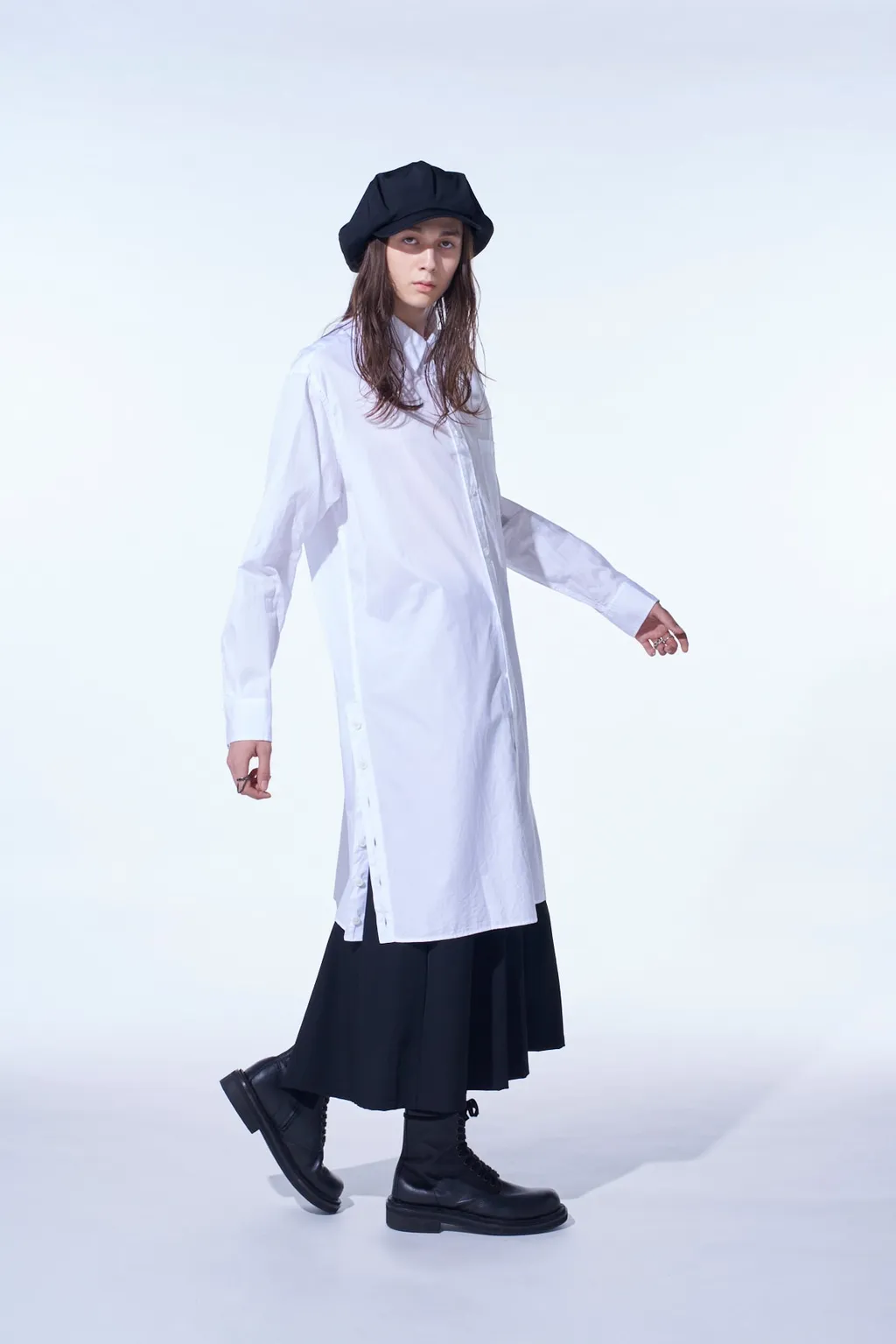 Cotton Broad Button Slits Long Shirt