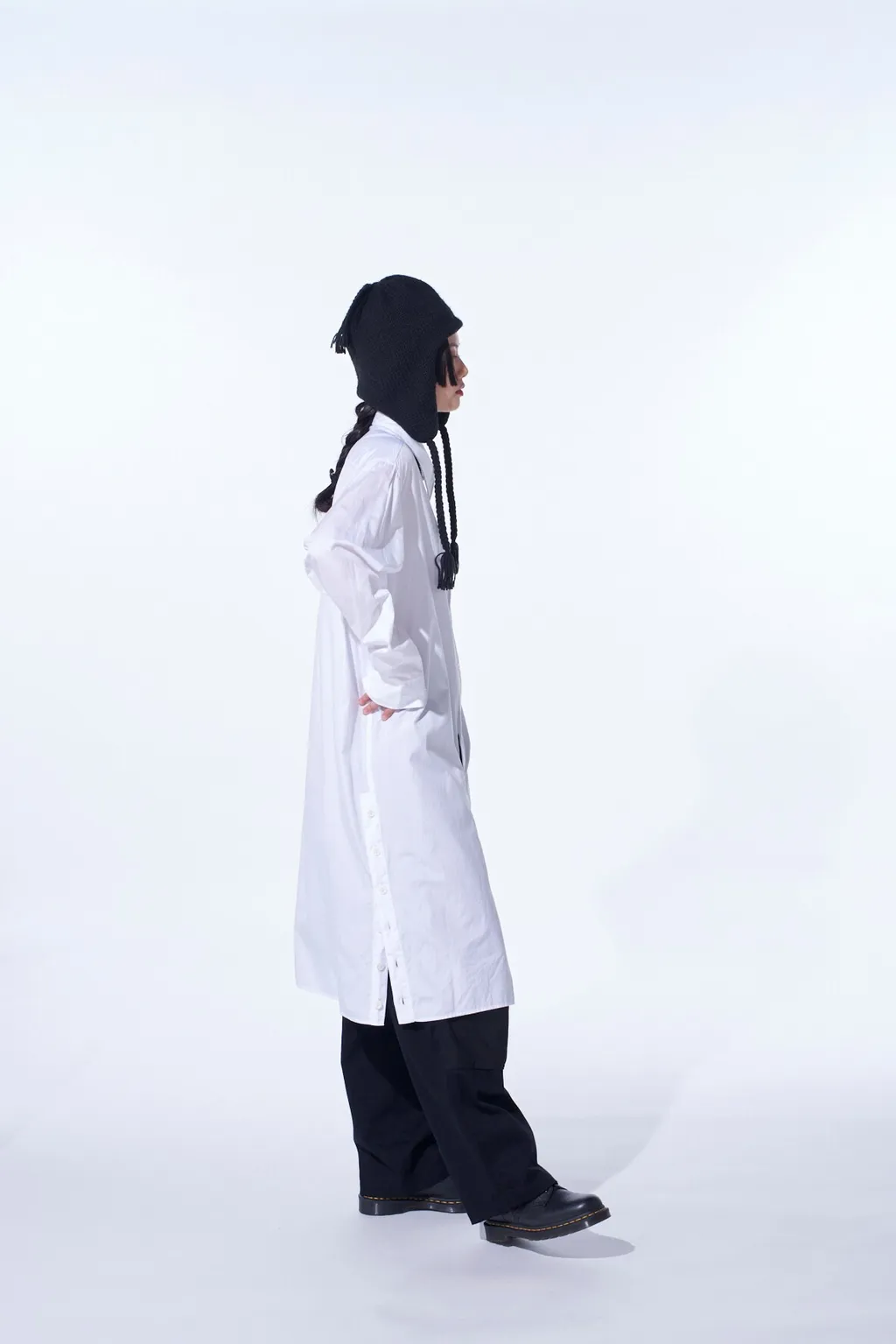 Cotton Broad Button Slits Long Shirt