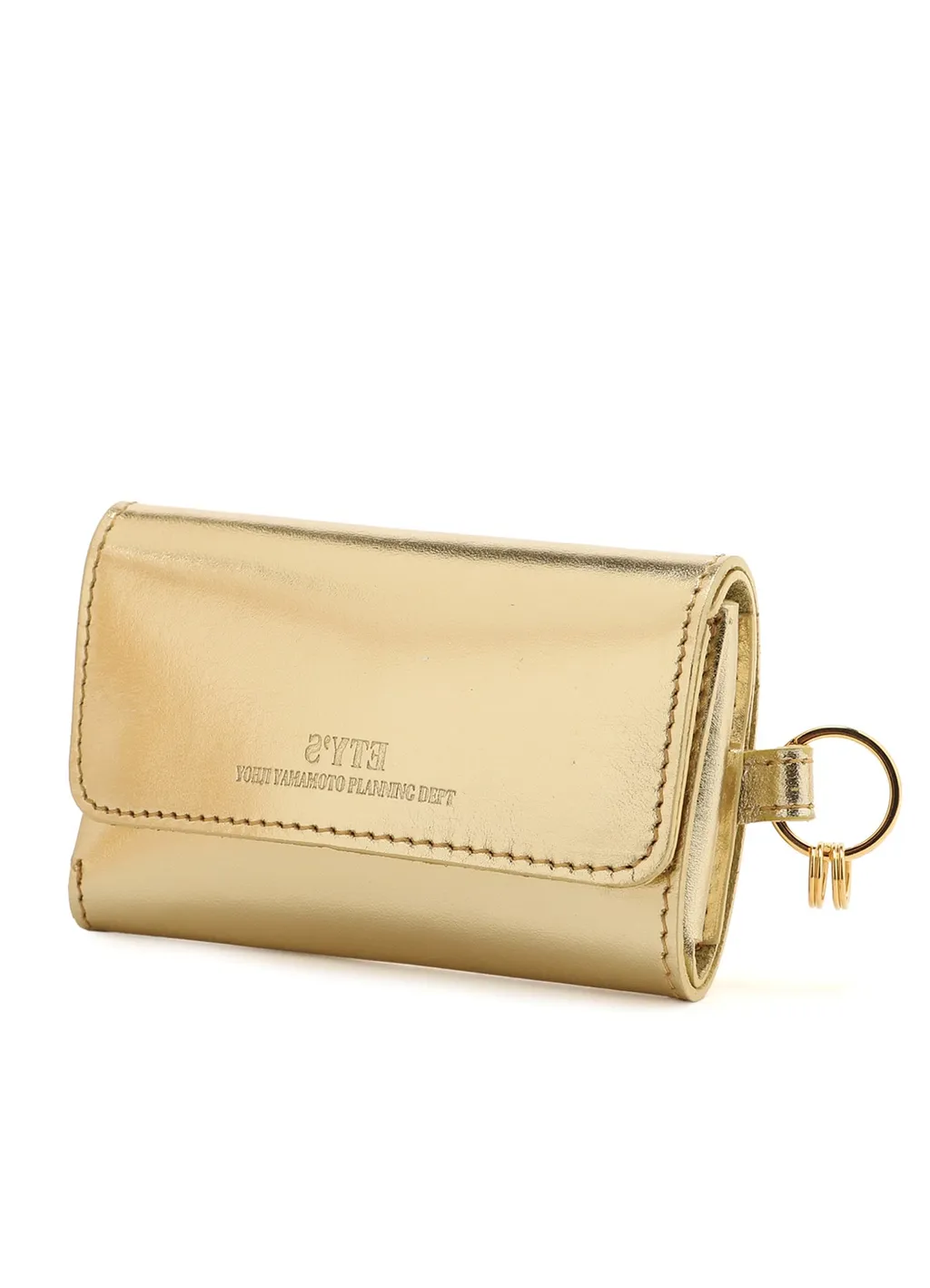 Gold Foil Print Leather Tri-Fold Mini Wallet