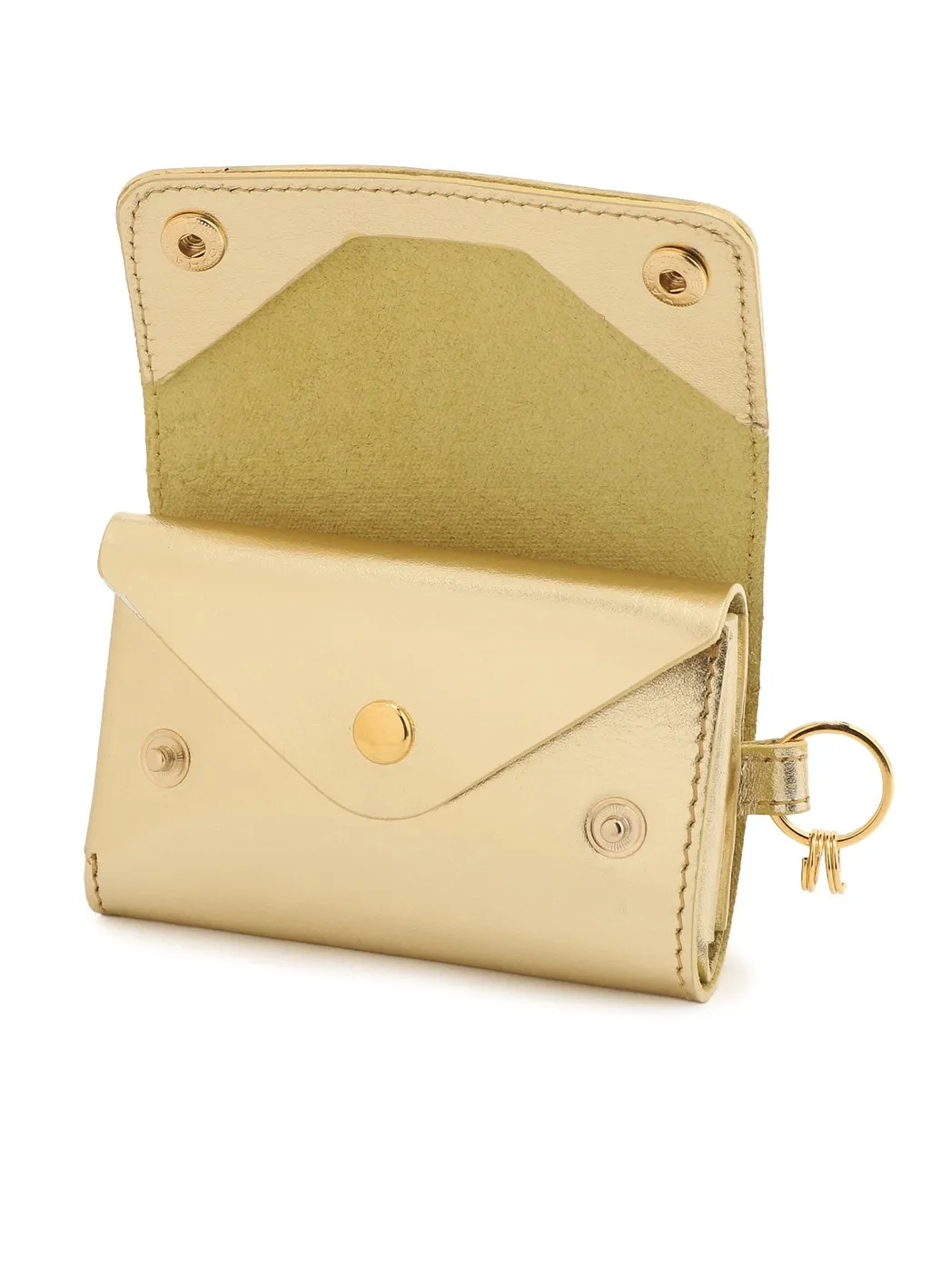 Gold Foil Print Leather Tri-Fold Mini Wallet
