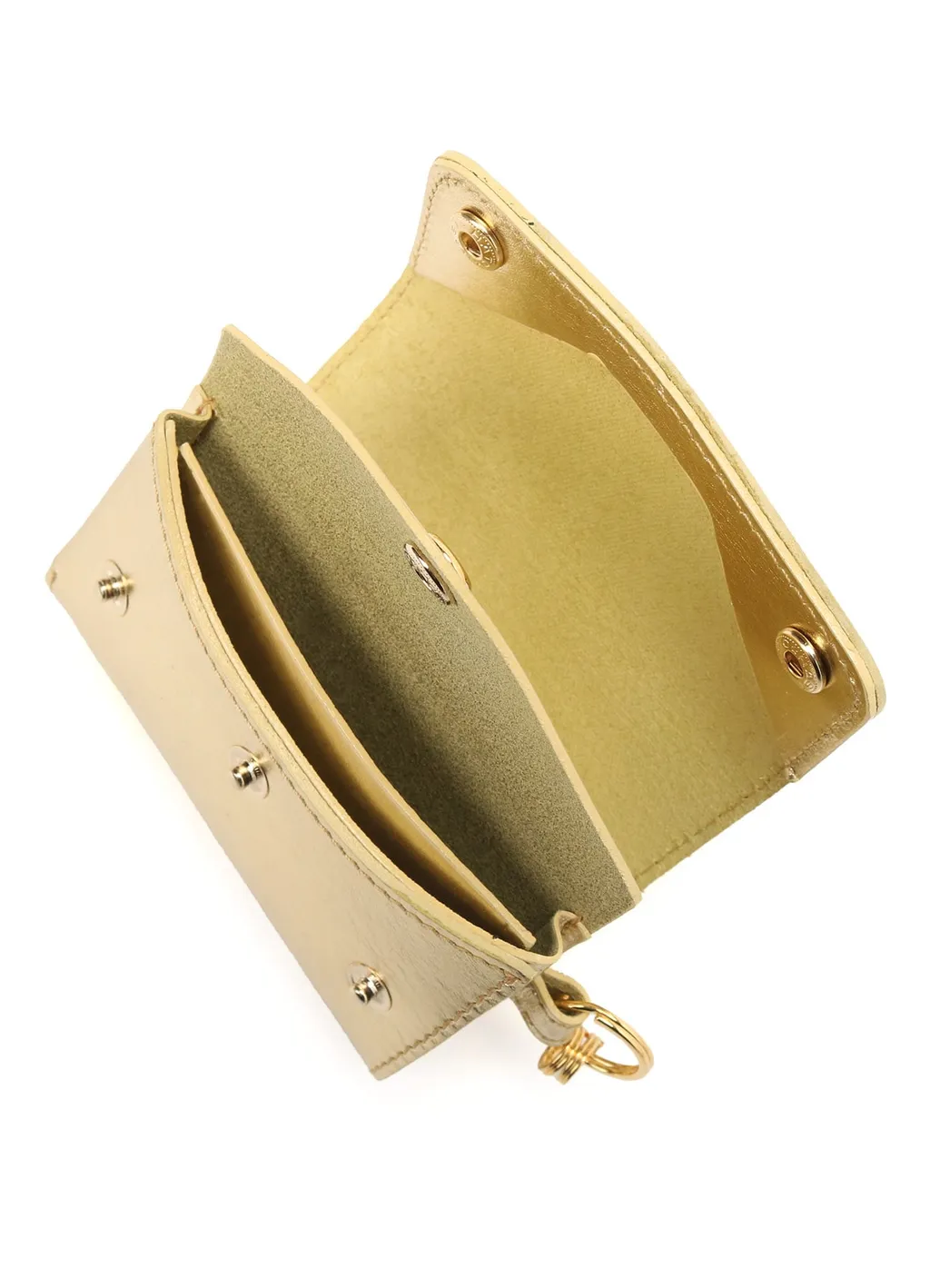 Gold Foil Print Leather Tri-Fold Mini Wallet