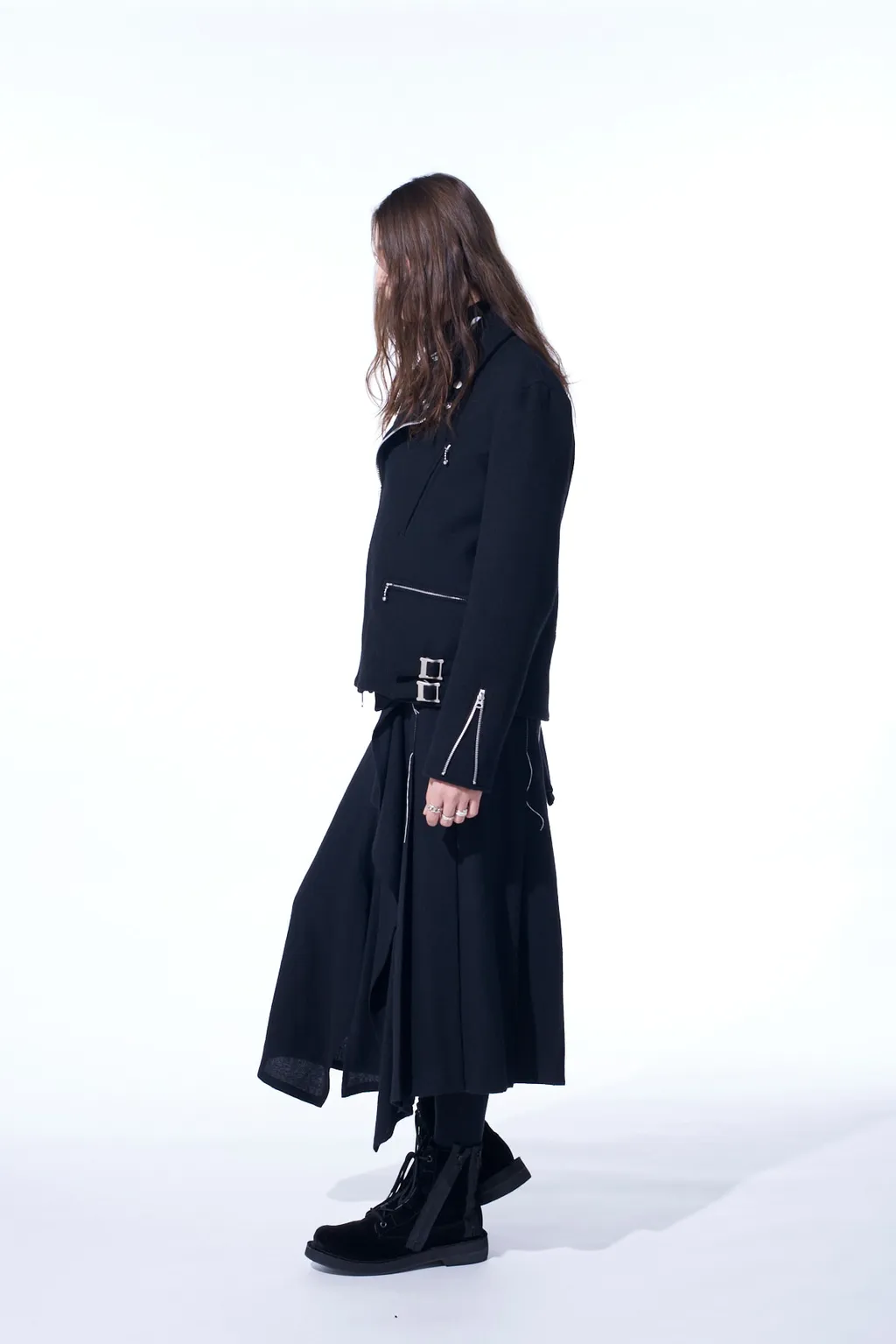Double-Weave Melton Oversized Motorcycle Jacket