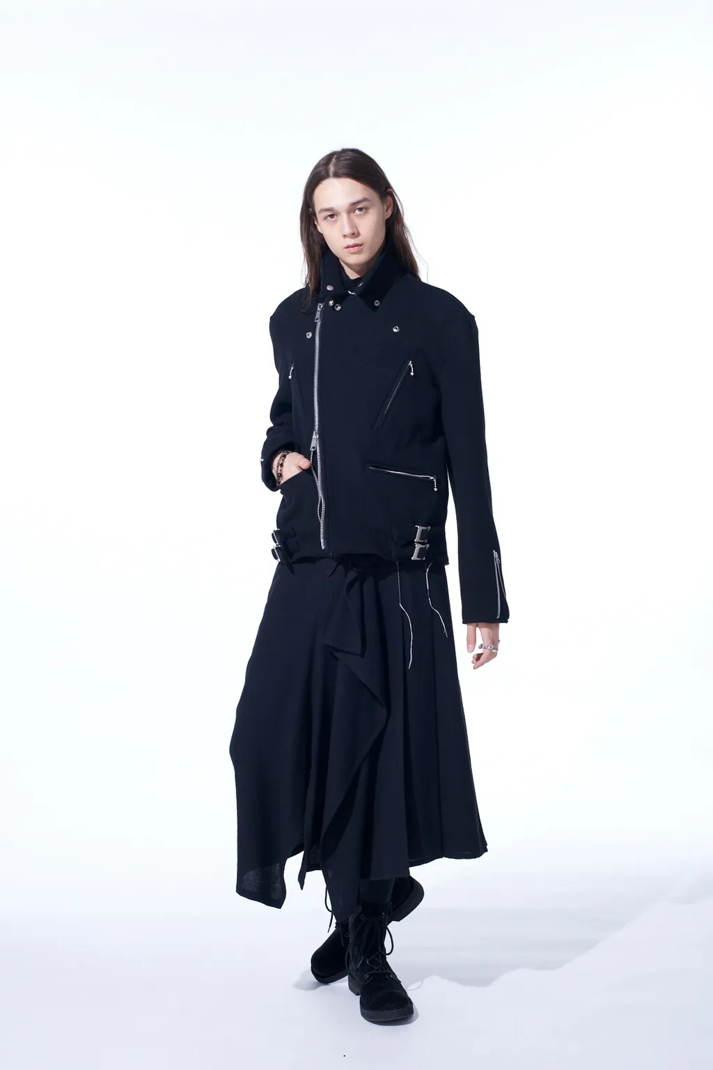 Double-Weave Melton Oversized Motorcycle Jacket
