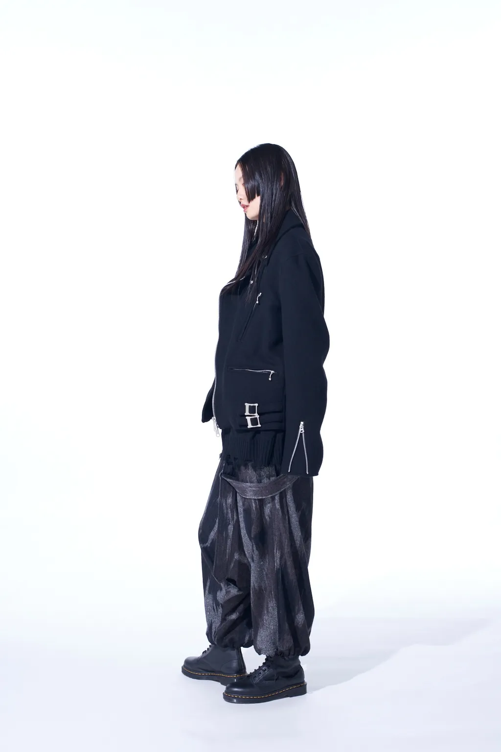 Double-Weave Melton Oversized Motorcycle Jacket