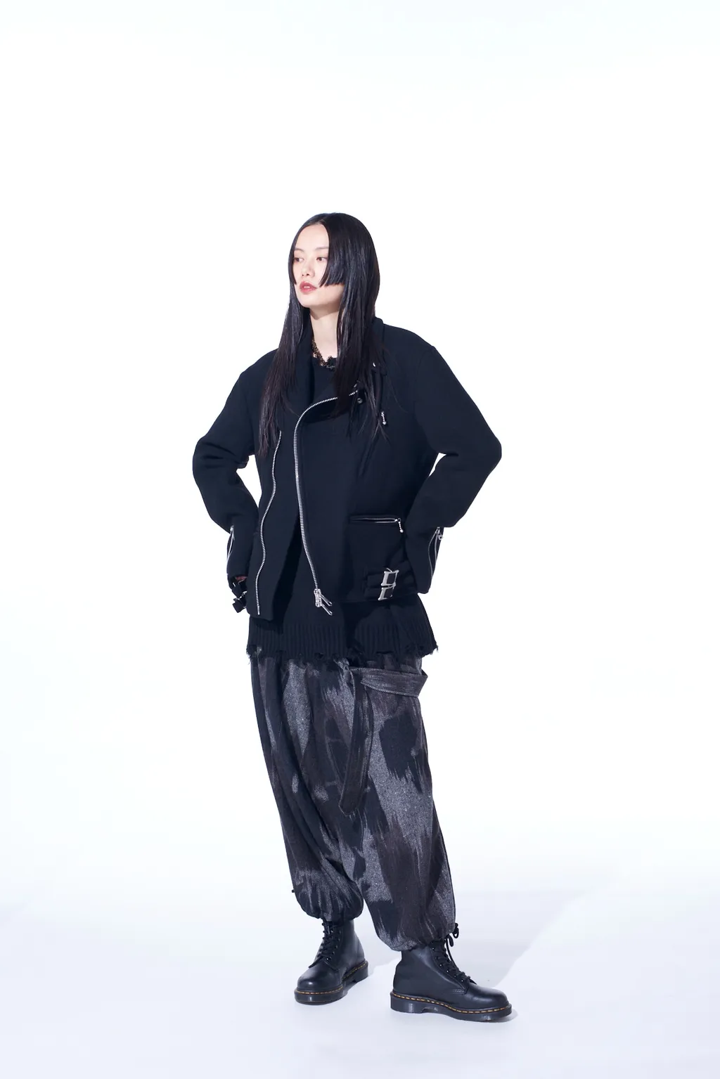 Double-Weave Melton Oversized Motorcycle Jacket