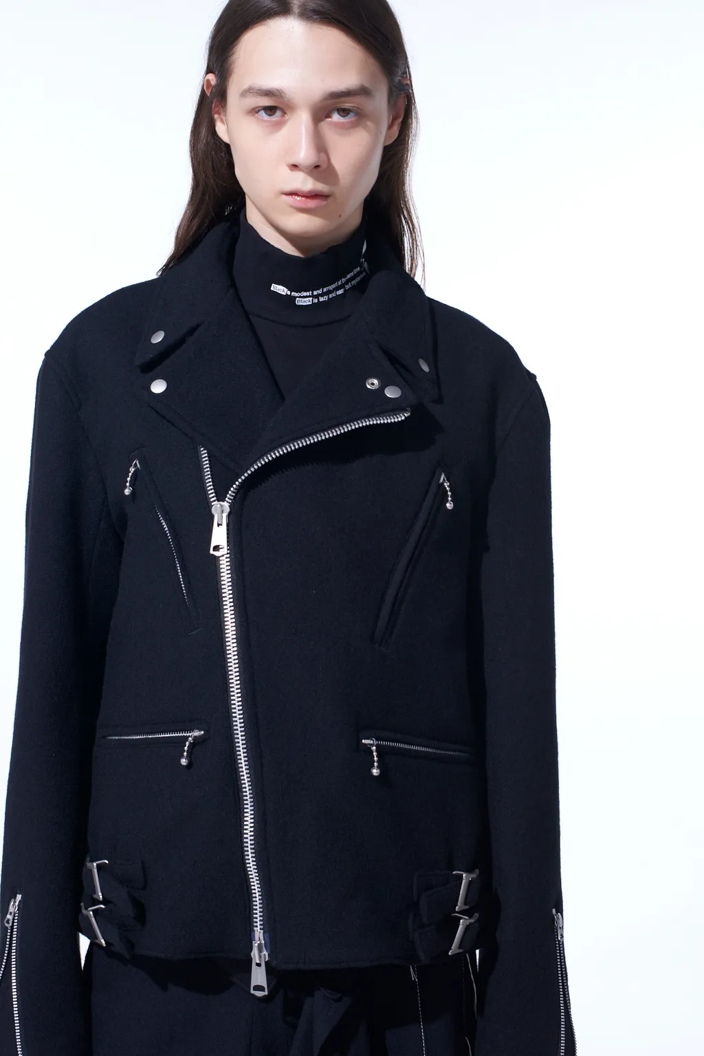 Double-Weave Melton Oversized Motorcycle Jacket