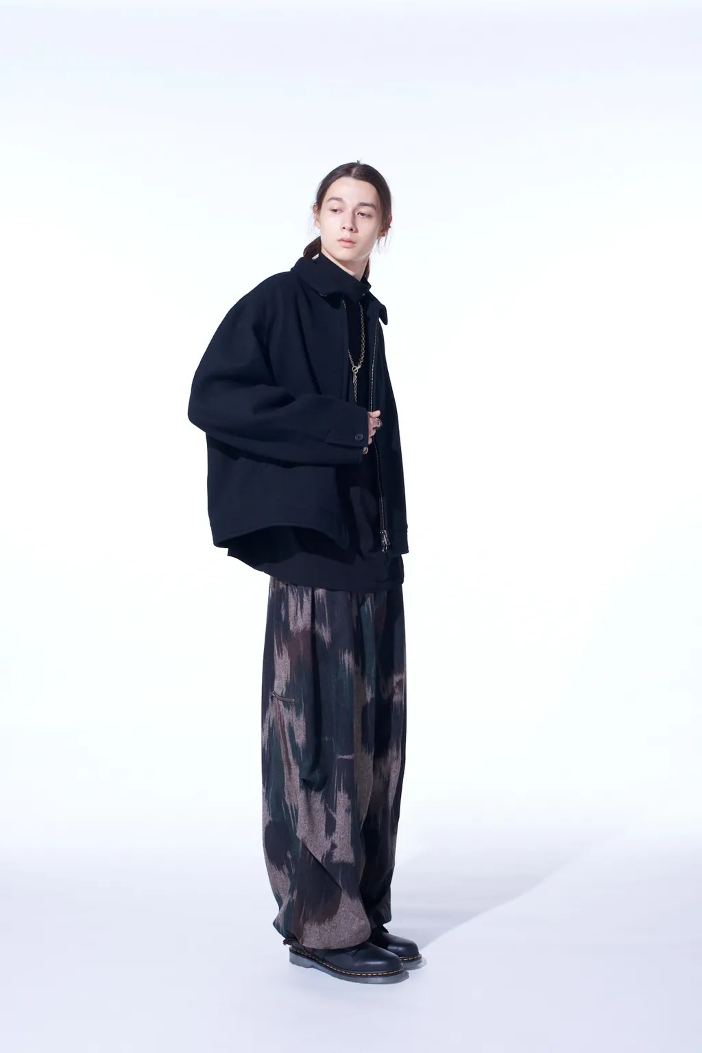 Double-Weave Melton Oversized Zipper Blouson