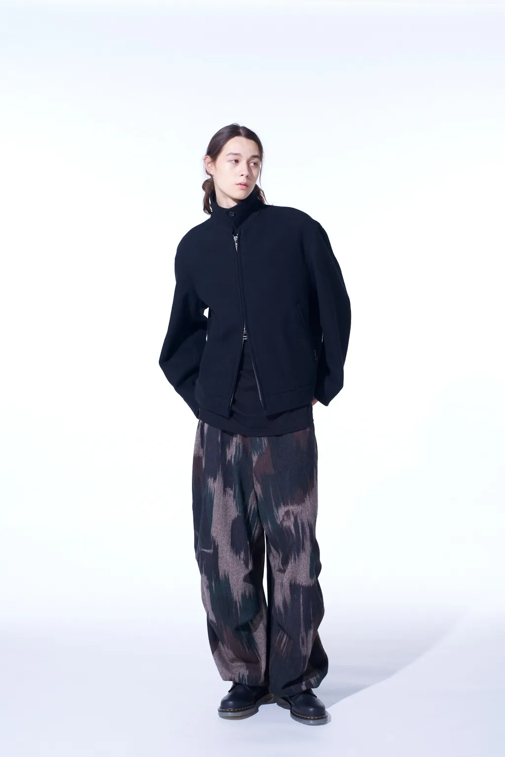 Double-Weave Melton Oversized Zipper Blouson