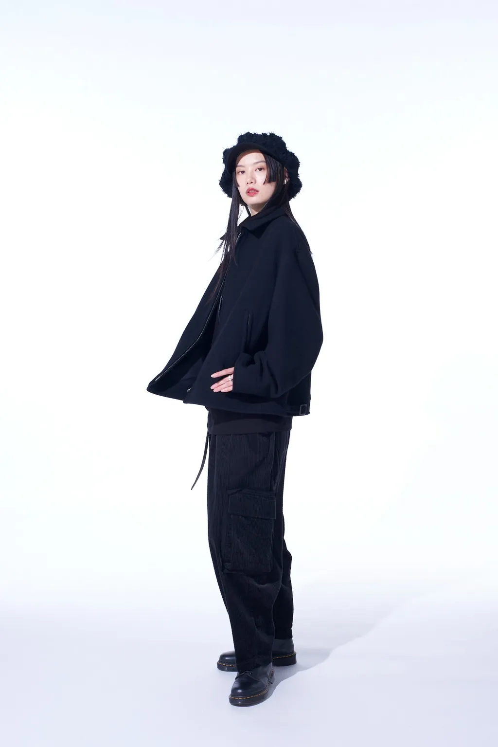 Double-Weave Melton Oversized Zipper Blouson