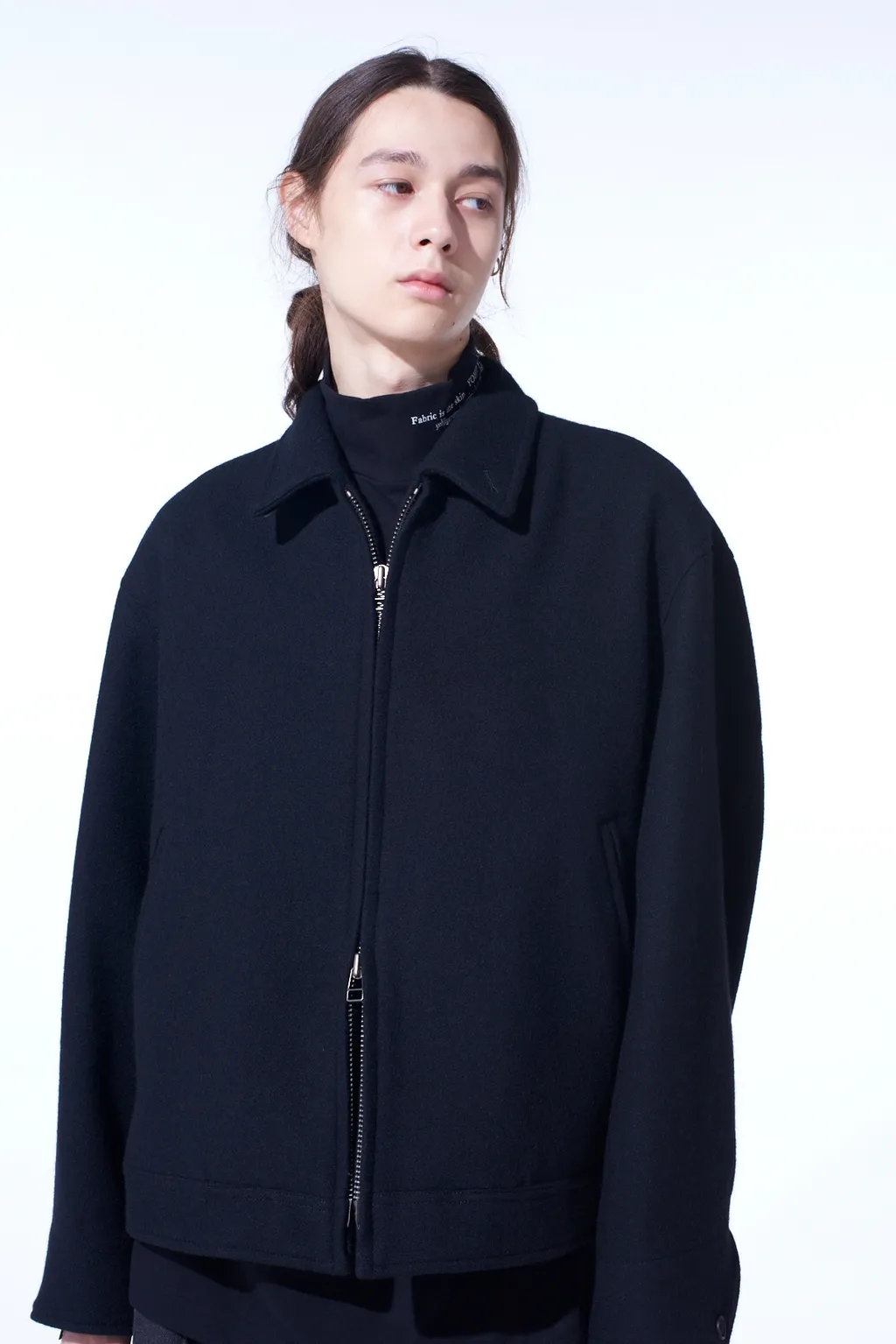 Double-Weave Melton Oversized Zipper Blouson