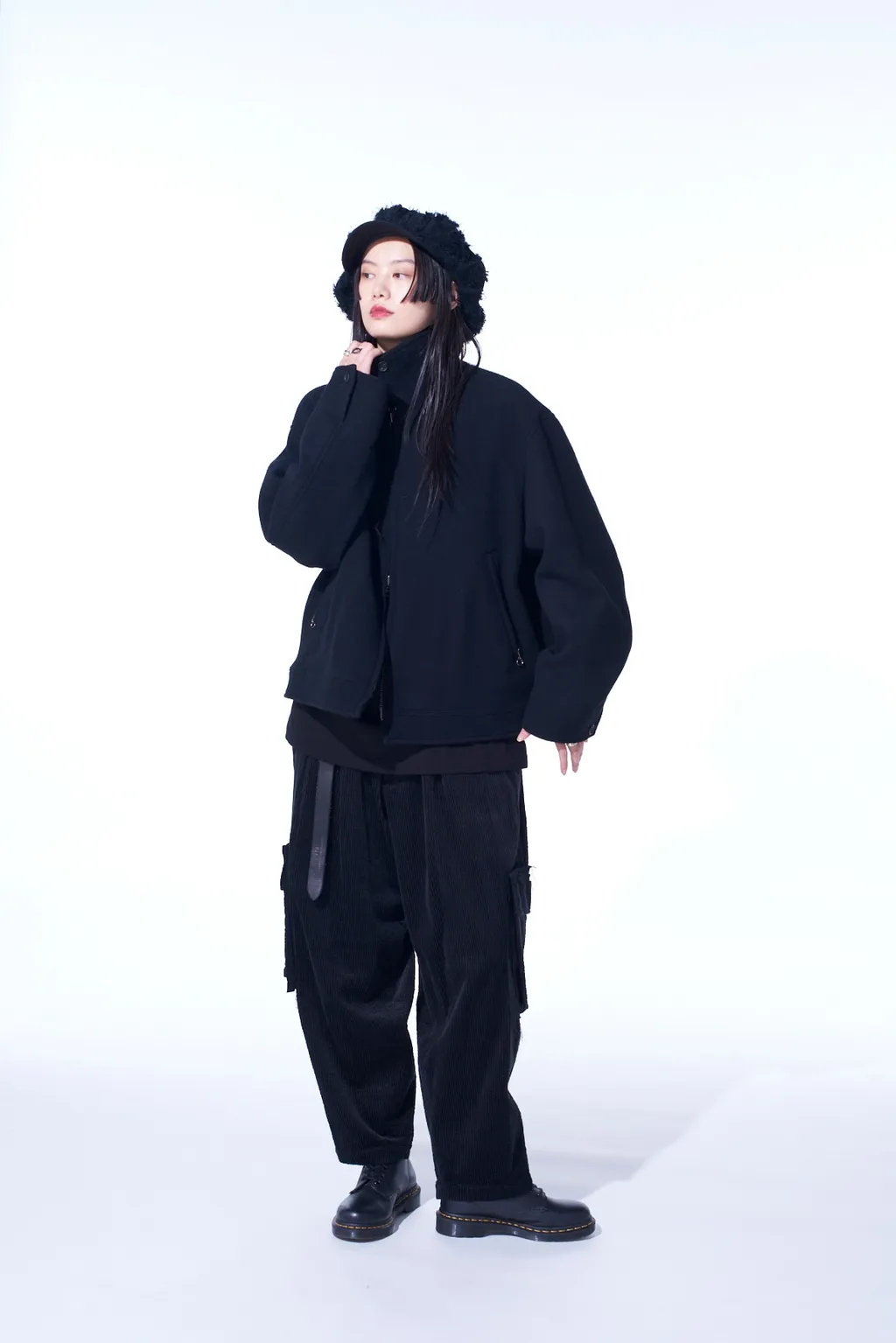 Double-Weave Melton Oversized Zipper Blouson