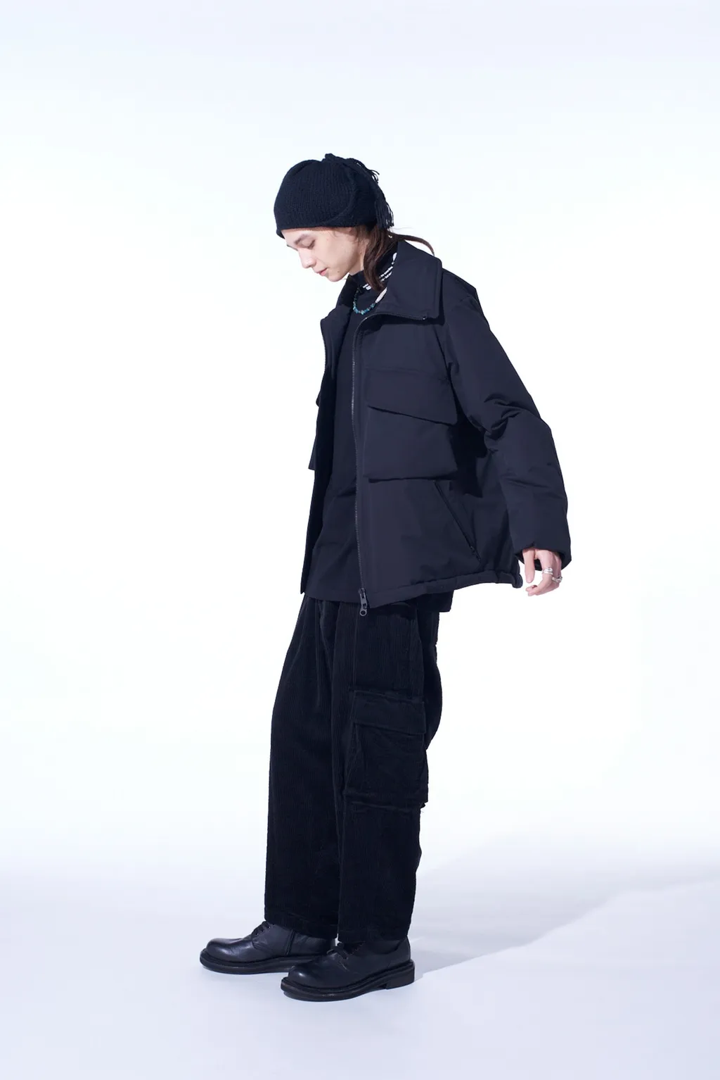 Water-Repellent Stretch Taffeta Oversized Puffer Blouson