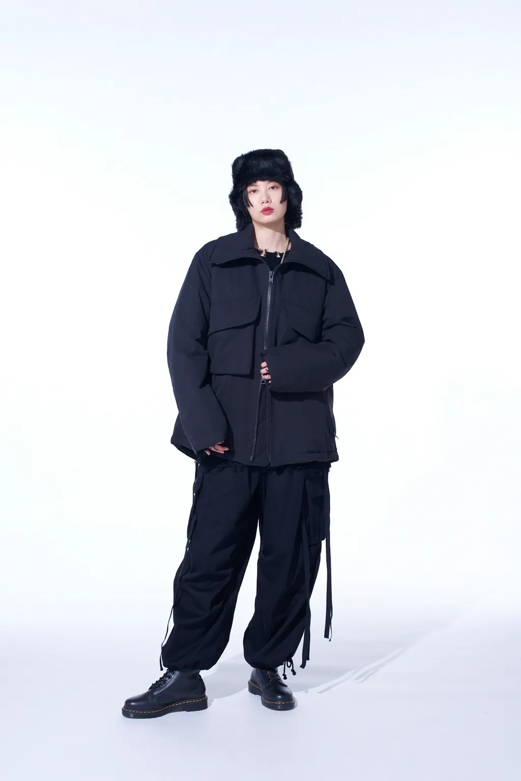 Water-Repellent Stretch Taffeta Oversized Puffer Blouson